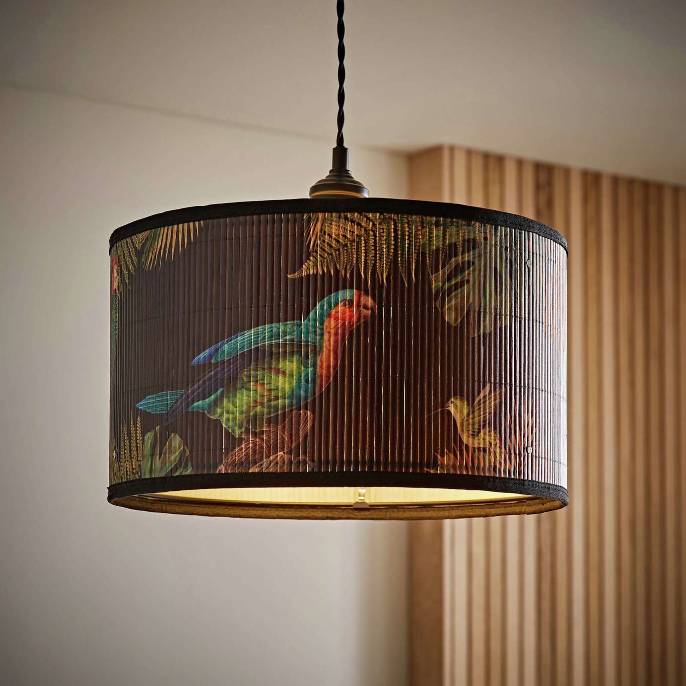 ValueLights Daintree Monochrome Bamboo Drum Shade - 35cm