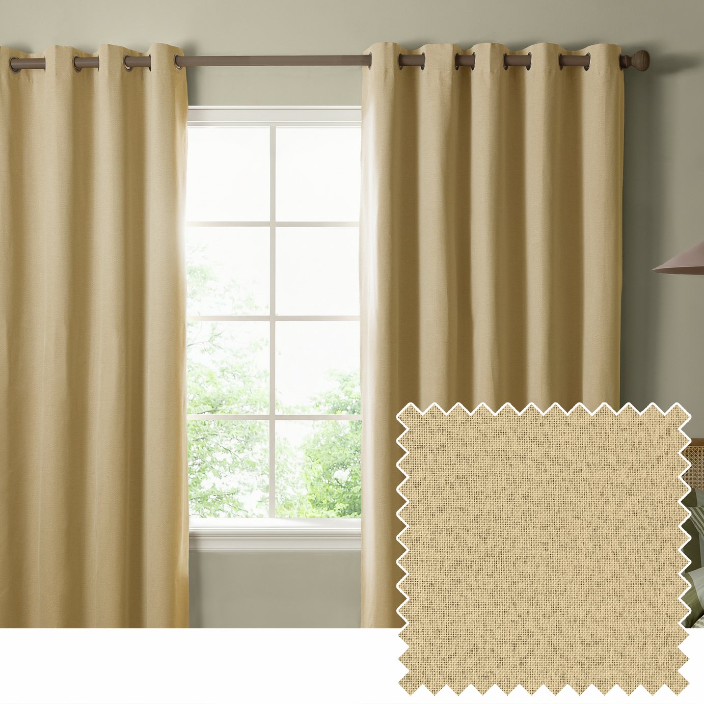 Furn Ultimate Velvet Blackout Eyelet Curtains - Yellow