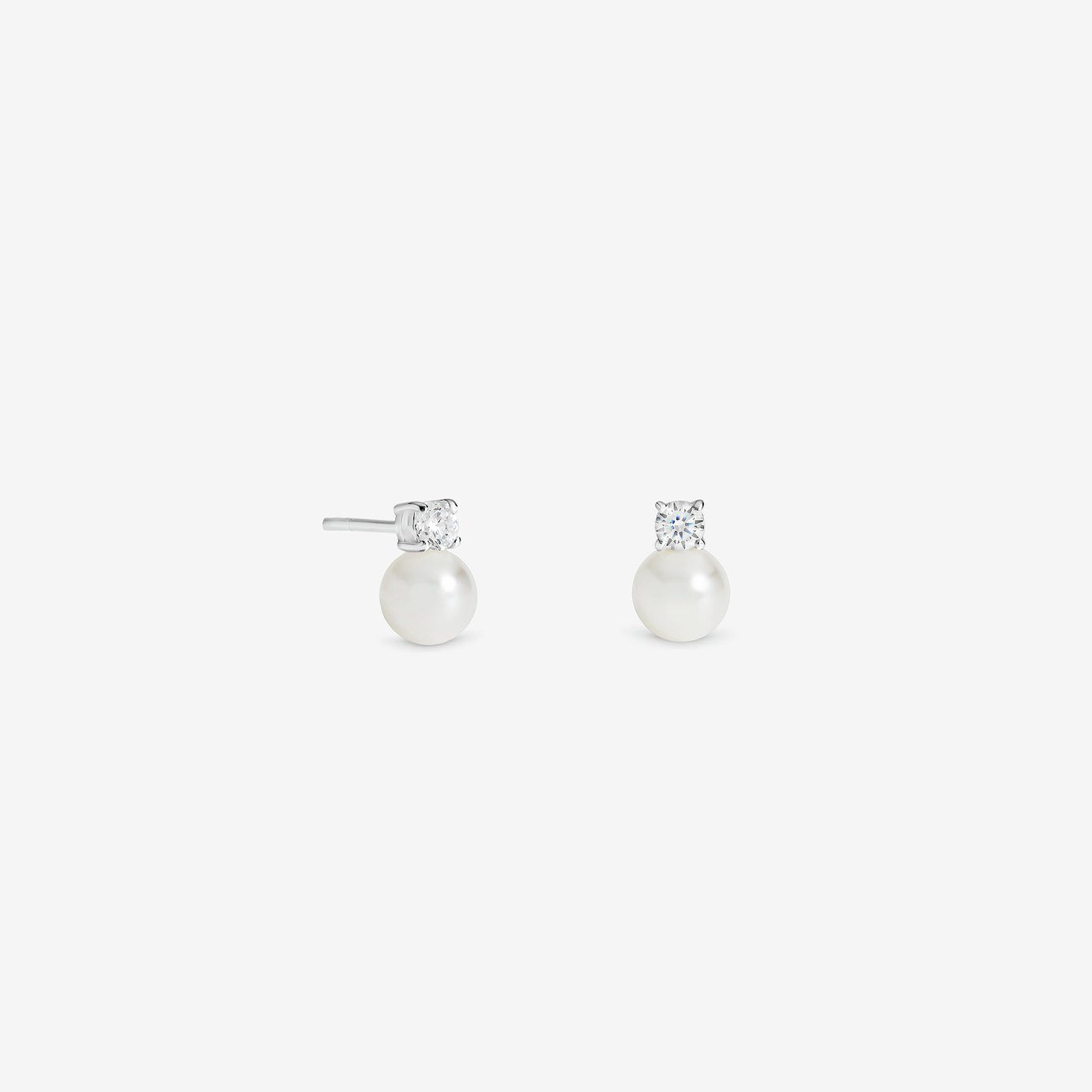 Simply Silver 925 Silver Cubic Zirconia Pearl Stud Earrings