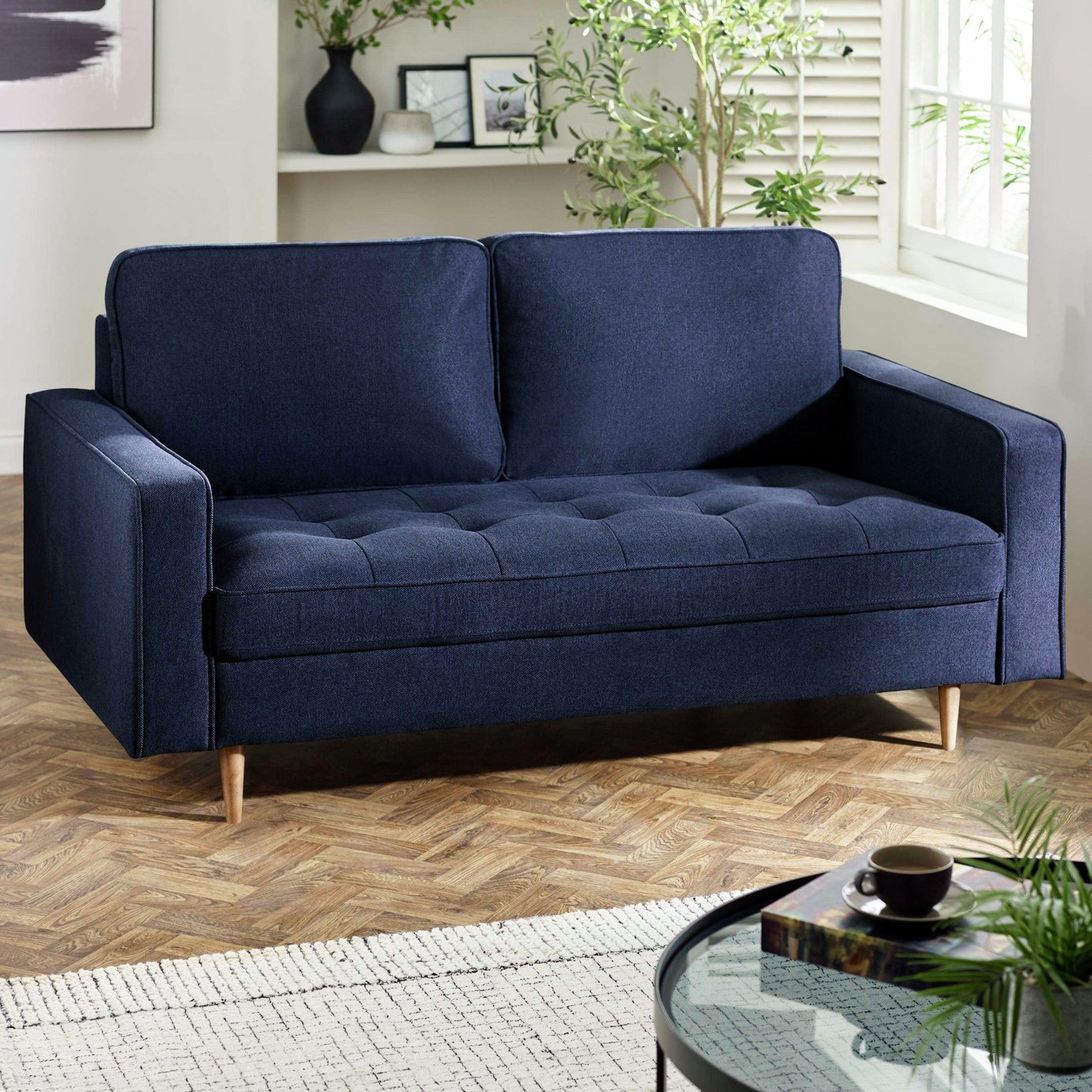 Julian Bowen Henrietta Fabric 3 Seater Sofa - Blue