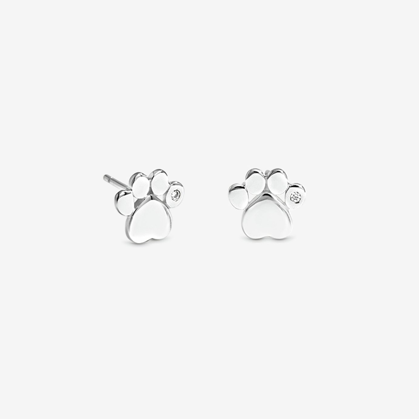 Simply Silver 925 Sterling Silver Paw Print Stud Earrings