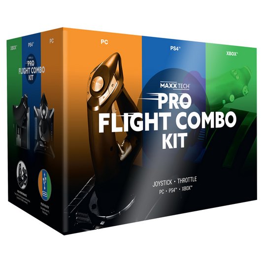 Maxx Tech HOTAS Pro Flight Combo Kit For PC, PS4 & Xbox - Black