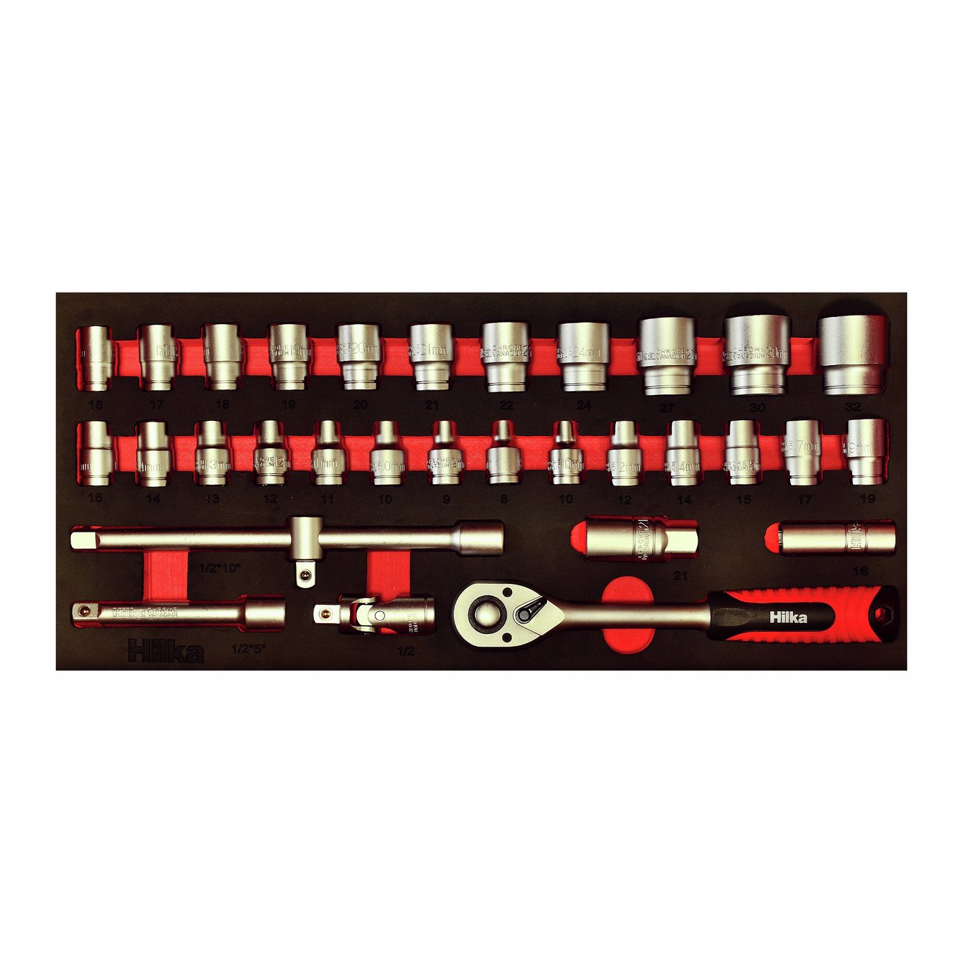 Hilka 1/2" Drive Metric Socket Set - 32 Pieces