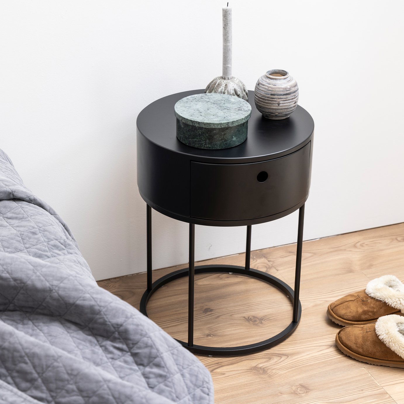 Furniture To Go Polo 1 Drawer Bedside Table - Black