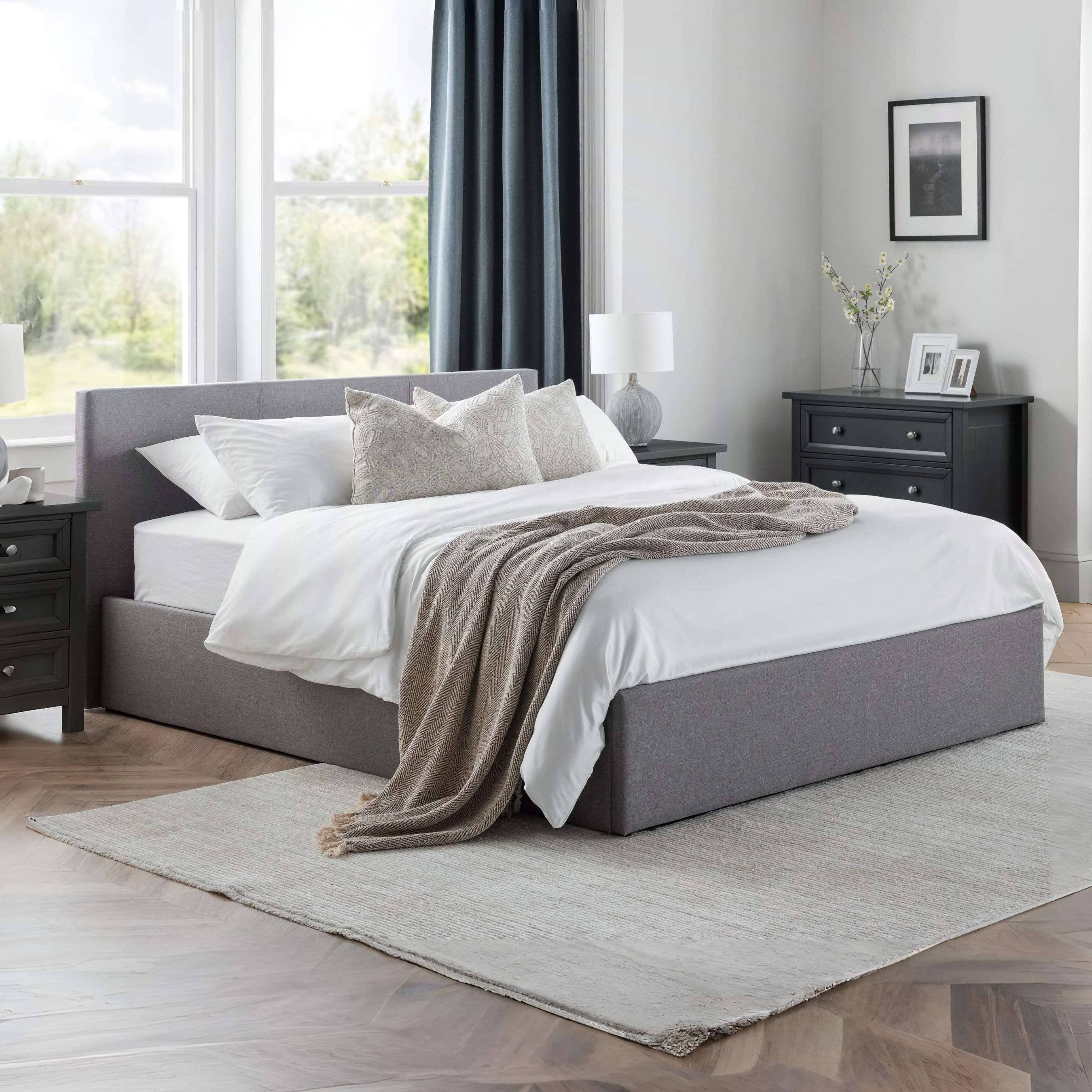 Julian Bowen Rilato Kingsize Fabric End Lift Ottoman Bed - Grey
