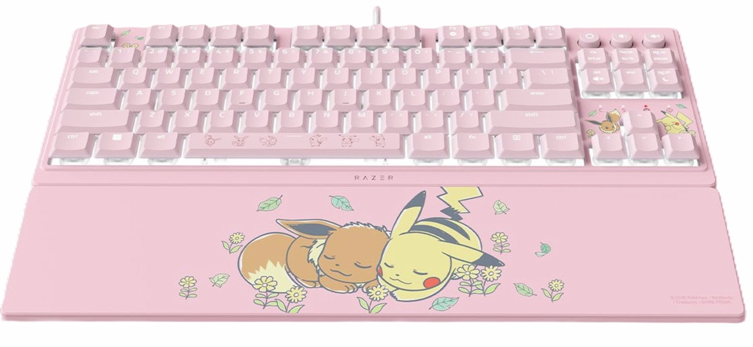 Razer Ornata V3 TKL Pikachu/Eevee Wired Gaming Keyboard - Pink