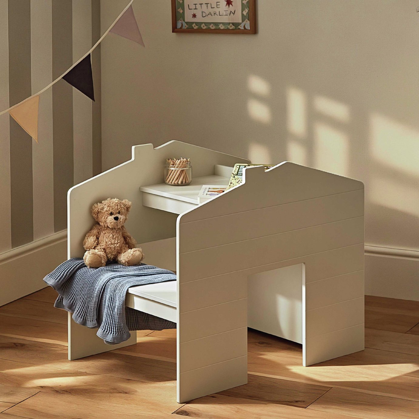 CuddleCo Play House Desk with Bench - Stone