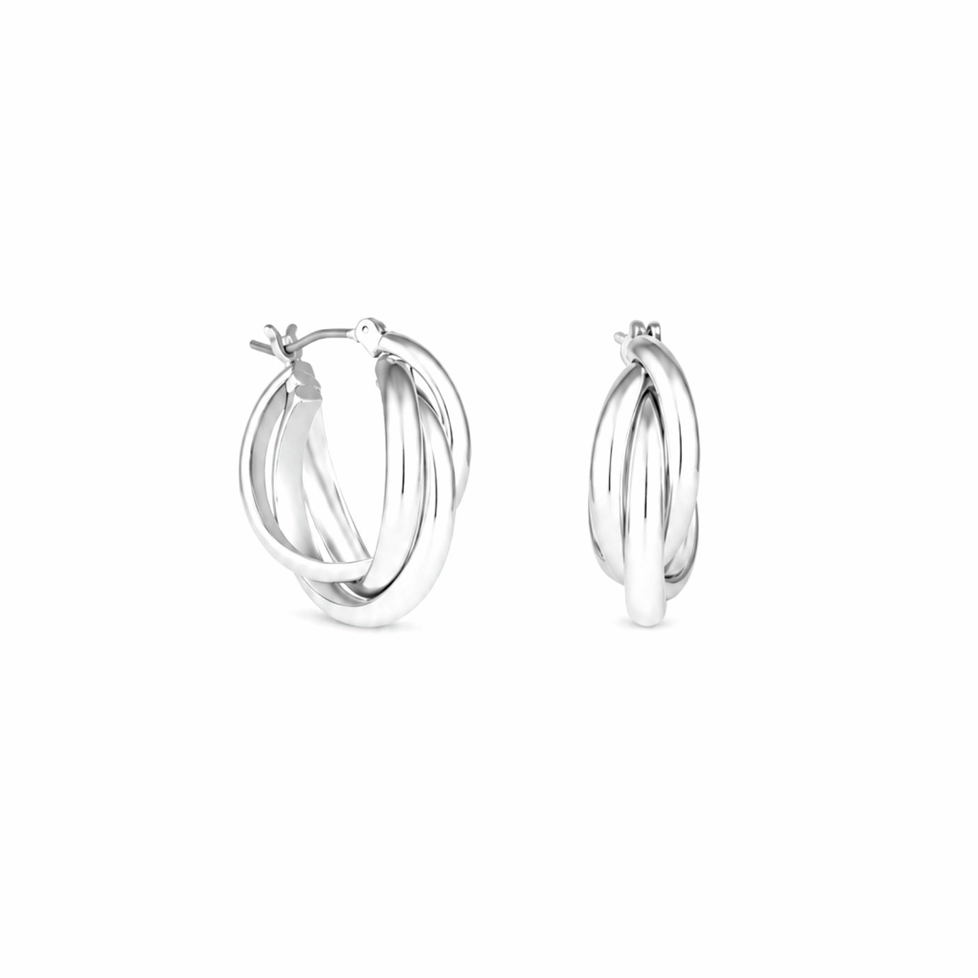 Jon Richard Silver Polished Interlocking Hoop Earrings