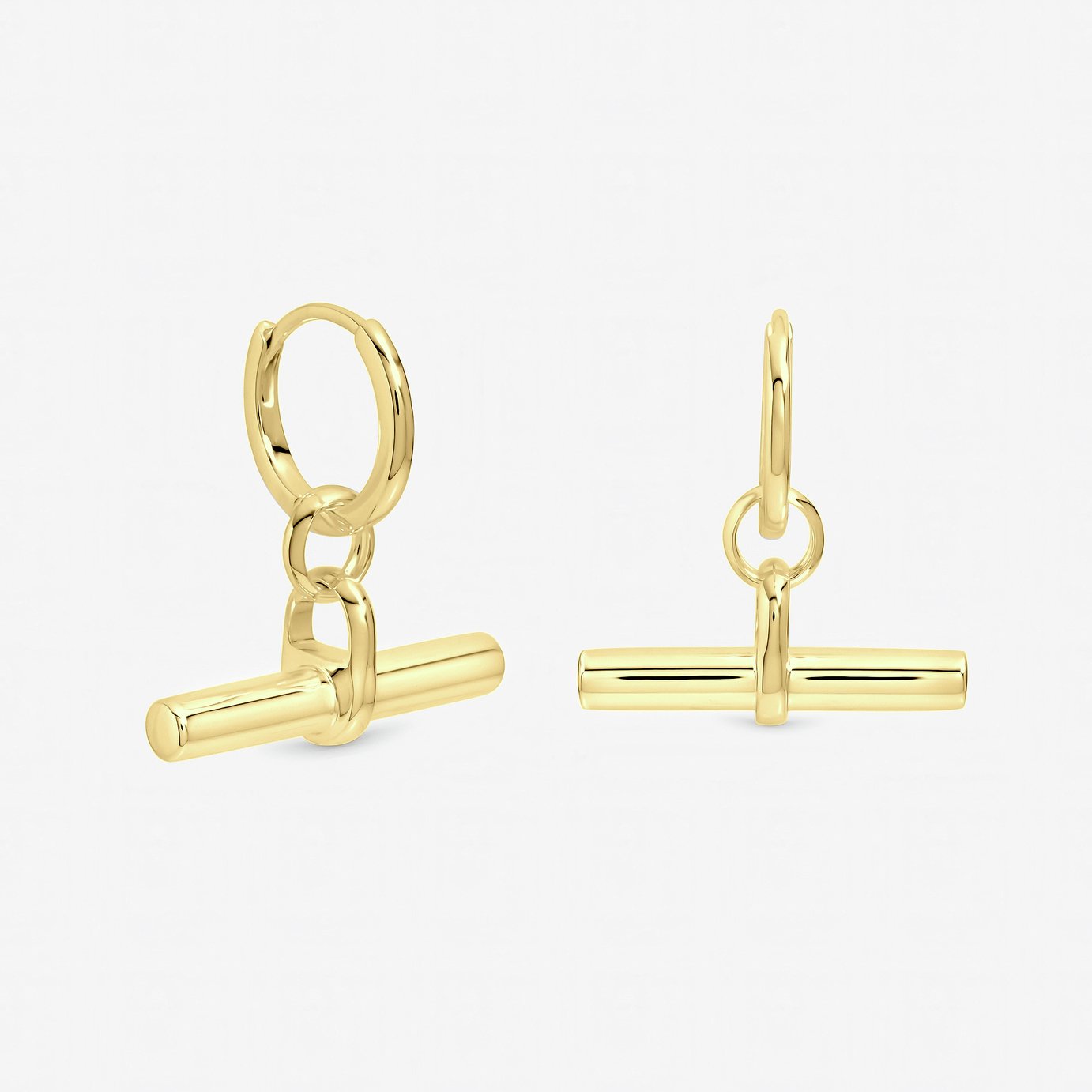 Inicio Gold Plated T-Bar Hoop Earrings with Gift Pouch