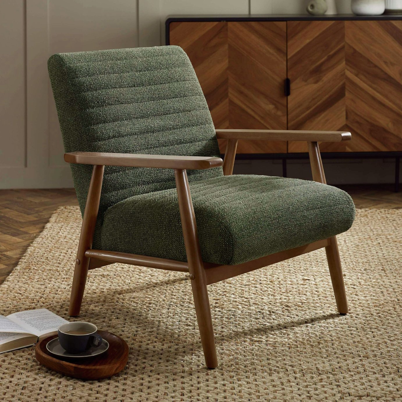 Julian Bowen Ivy Fabric Accent Chair - Olive