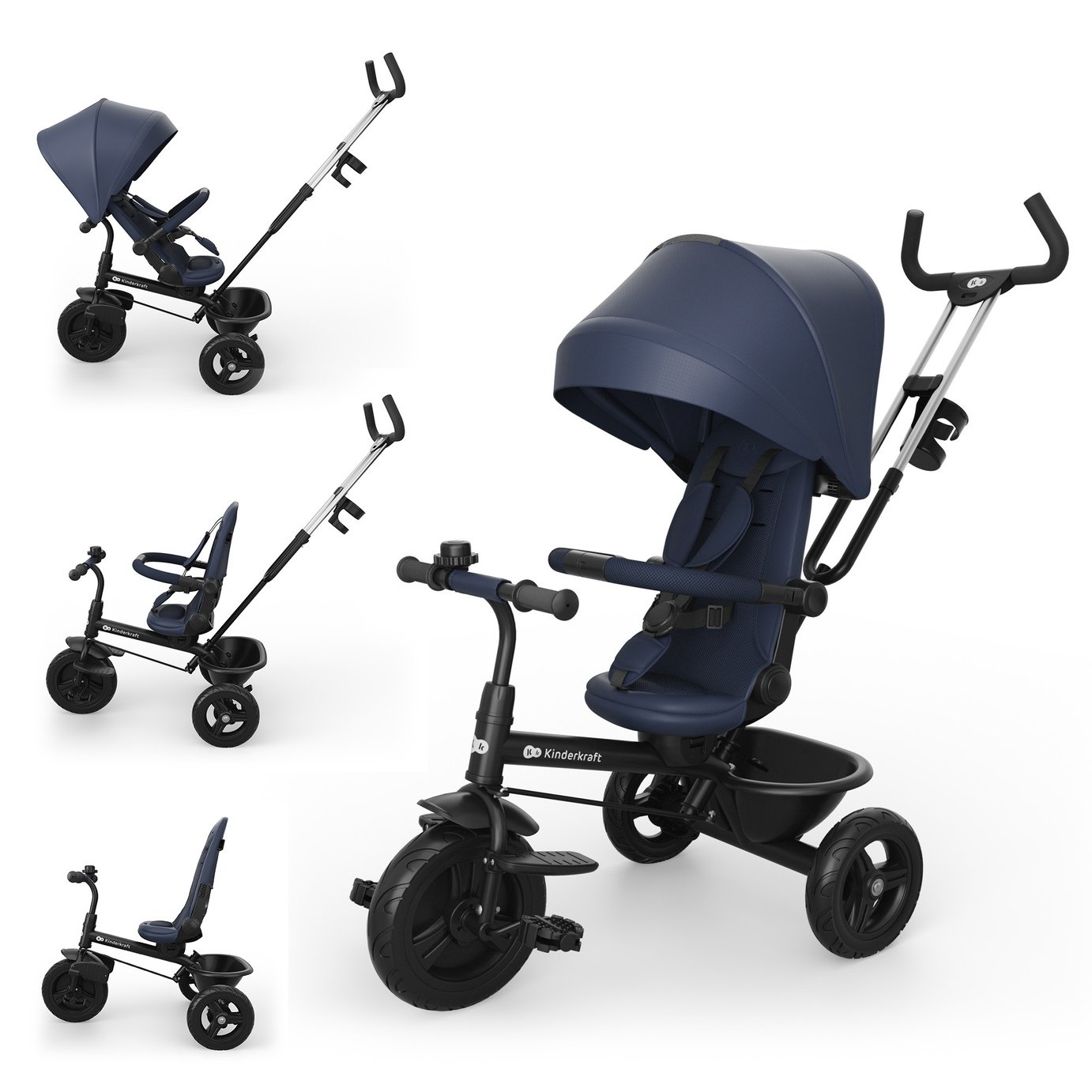 Kinderkraft Aston 2 Plus 6-in-1 Tricycle - Navy