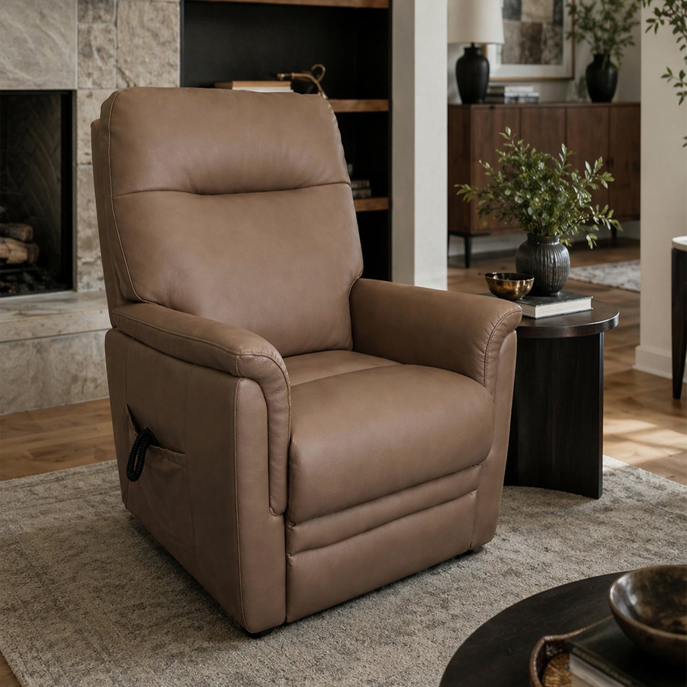 Aspire Dual Motor Leather Power Rise Recliner Chair - Tan