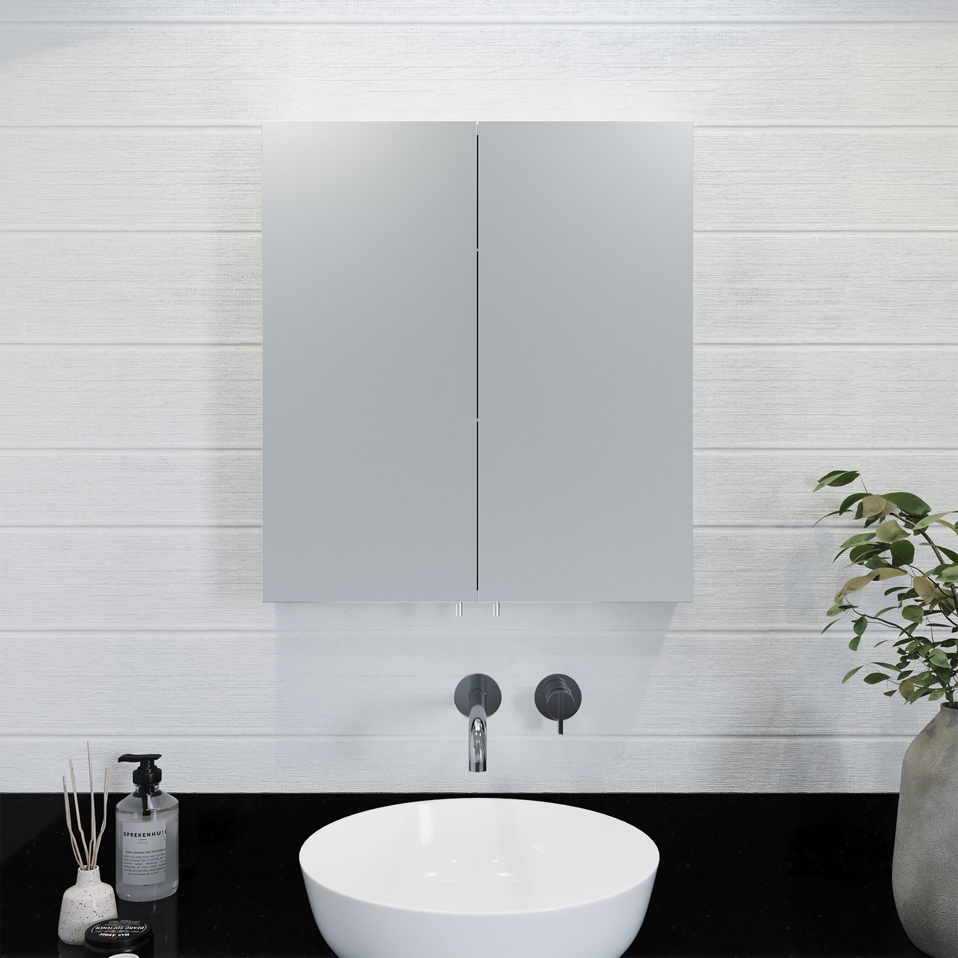 Croydex Finchley 2 Door Cabinet - Silver