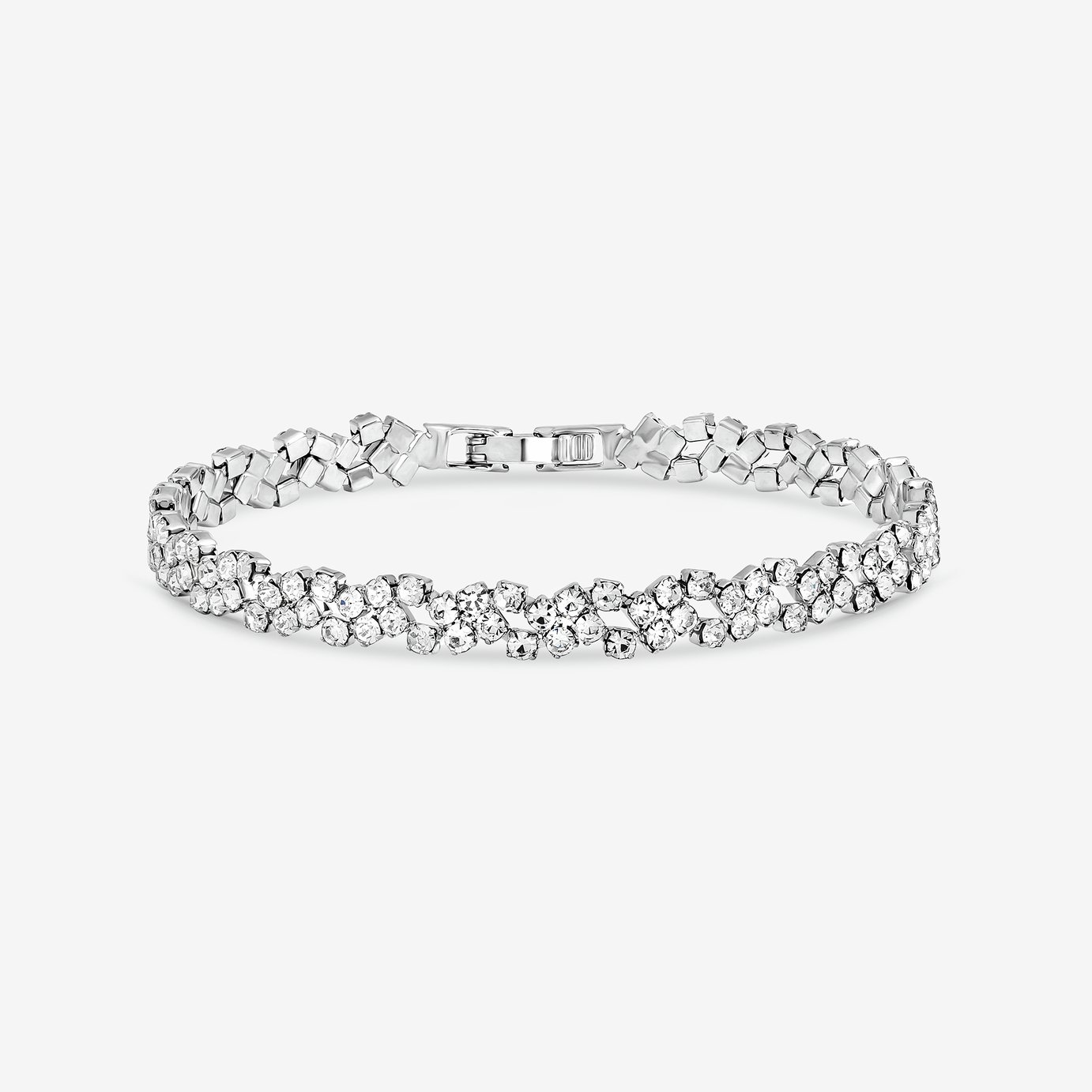 Jon Richard Rhodium Plated Crystal Fine Multi Stone Bracelet