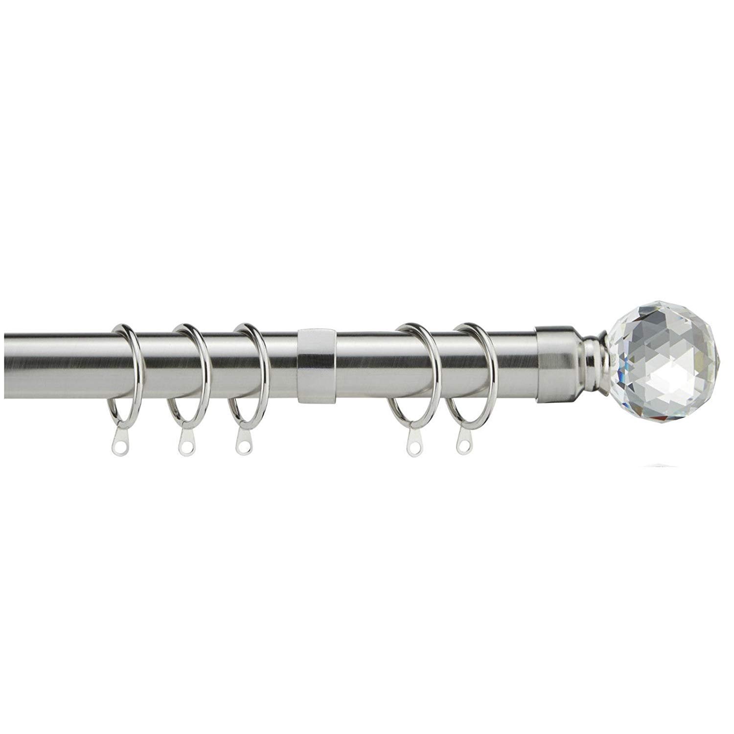 Home Treats Satin Crystal Extendable Curtain Pole - 40-144cm