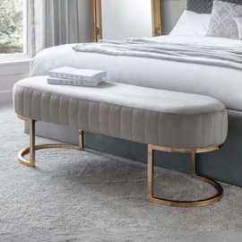 Julian Bowen Harrogate Velvet Bench - Grey