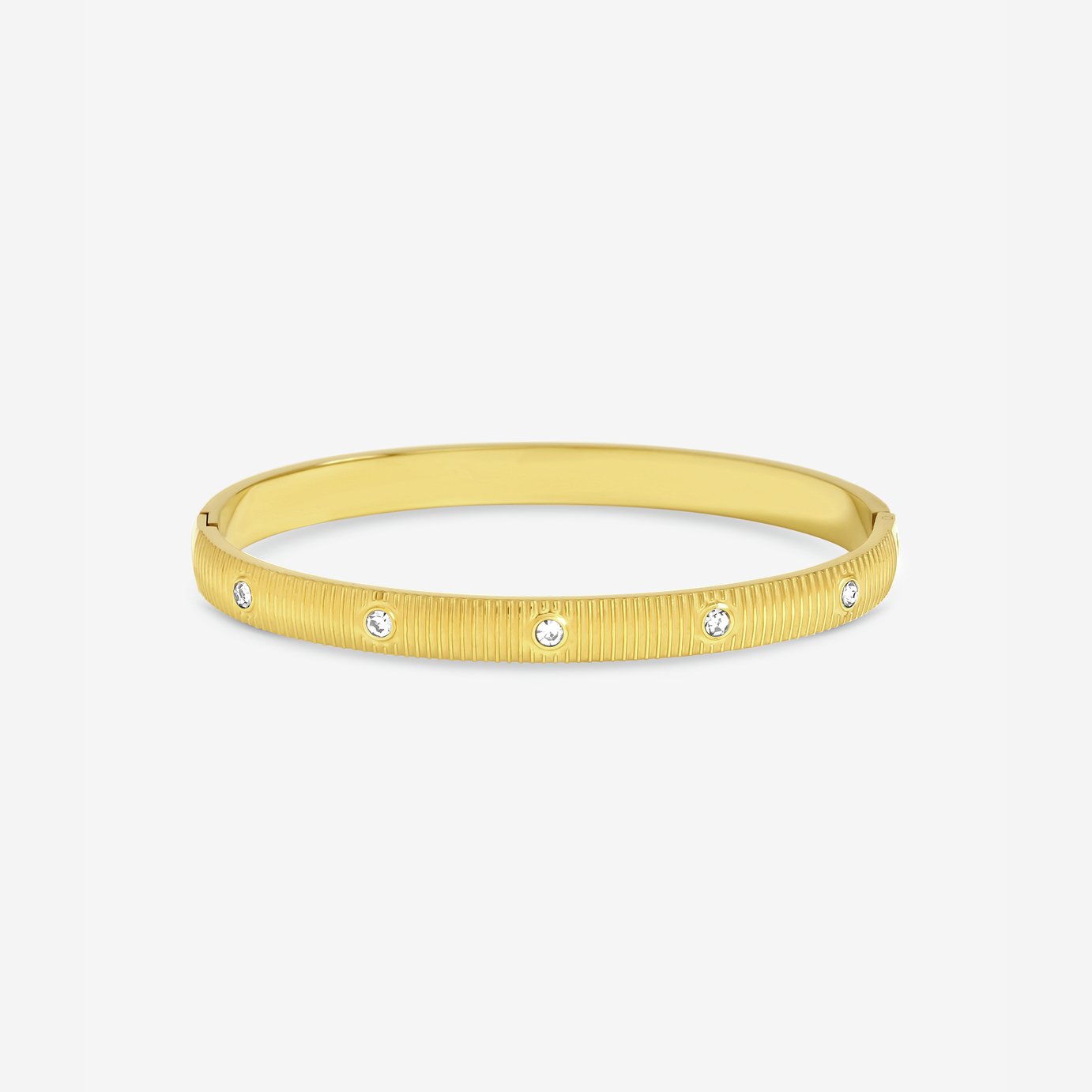 Jon Richard Gold Plated Textured Stainless Steel Crystal Bangle