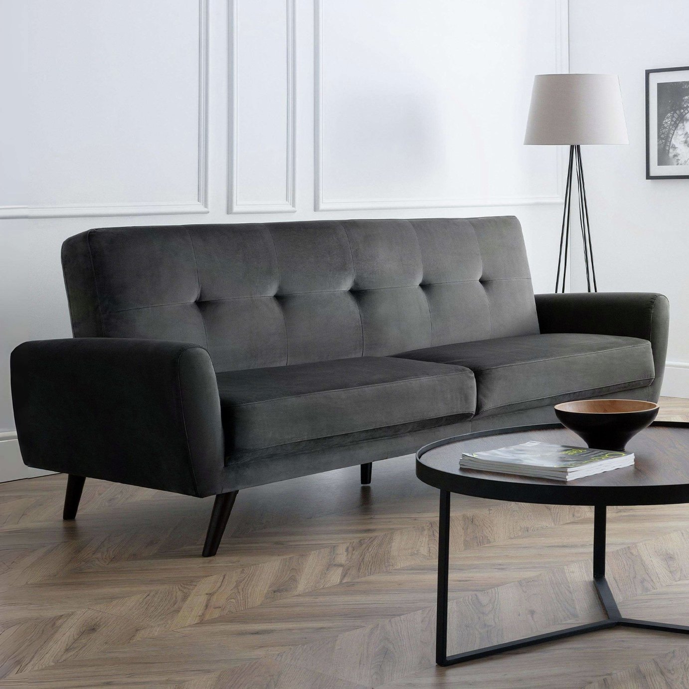 Julian Bowen Monza Velvet 2 Seater Sofa - Grey