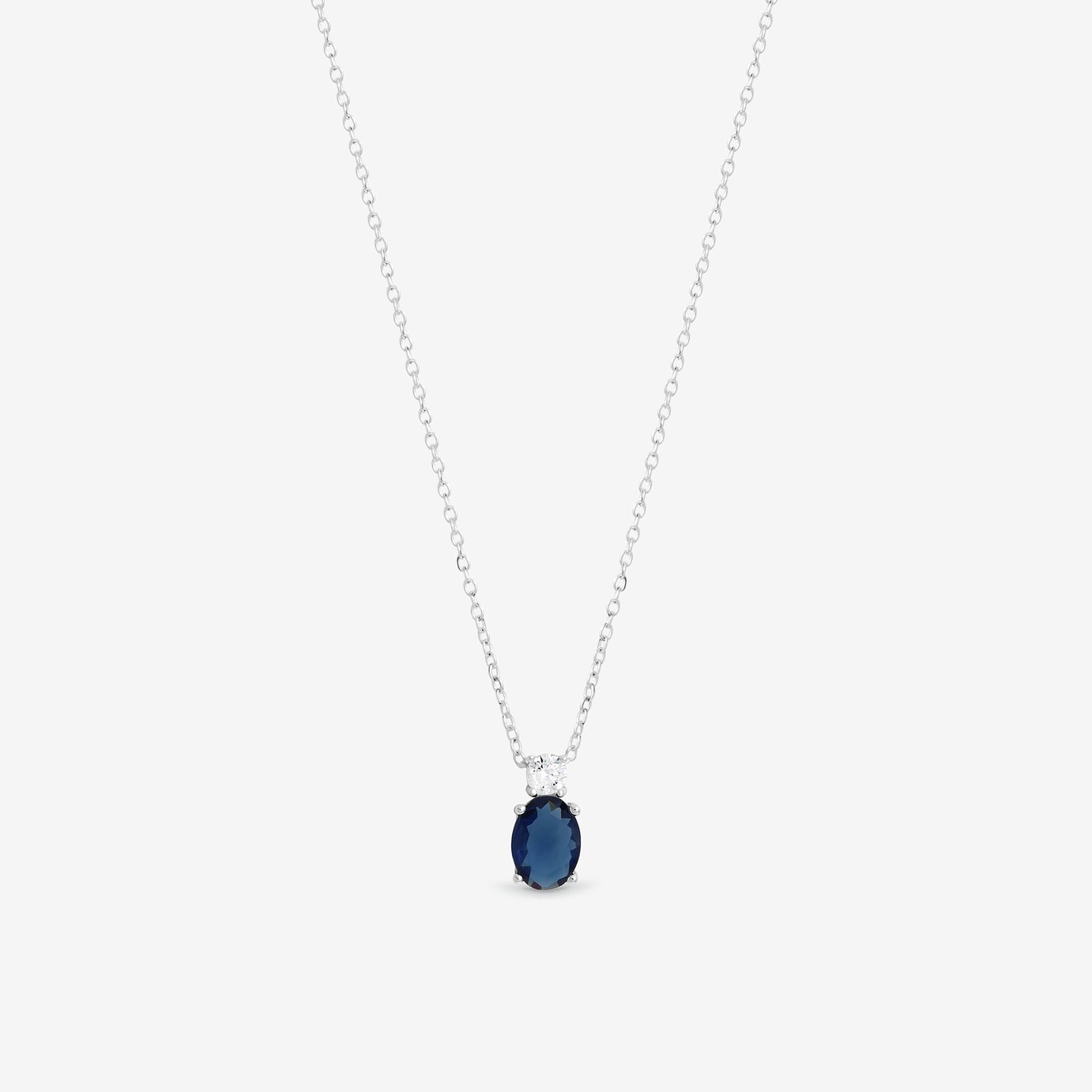 Simply Silver 925 Sterling Silver Sapphire Pendant Necklace