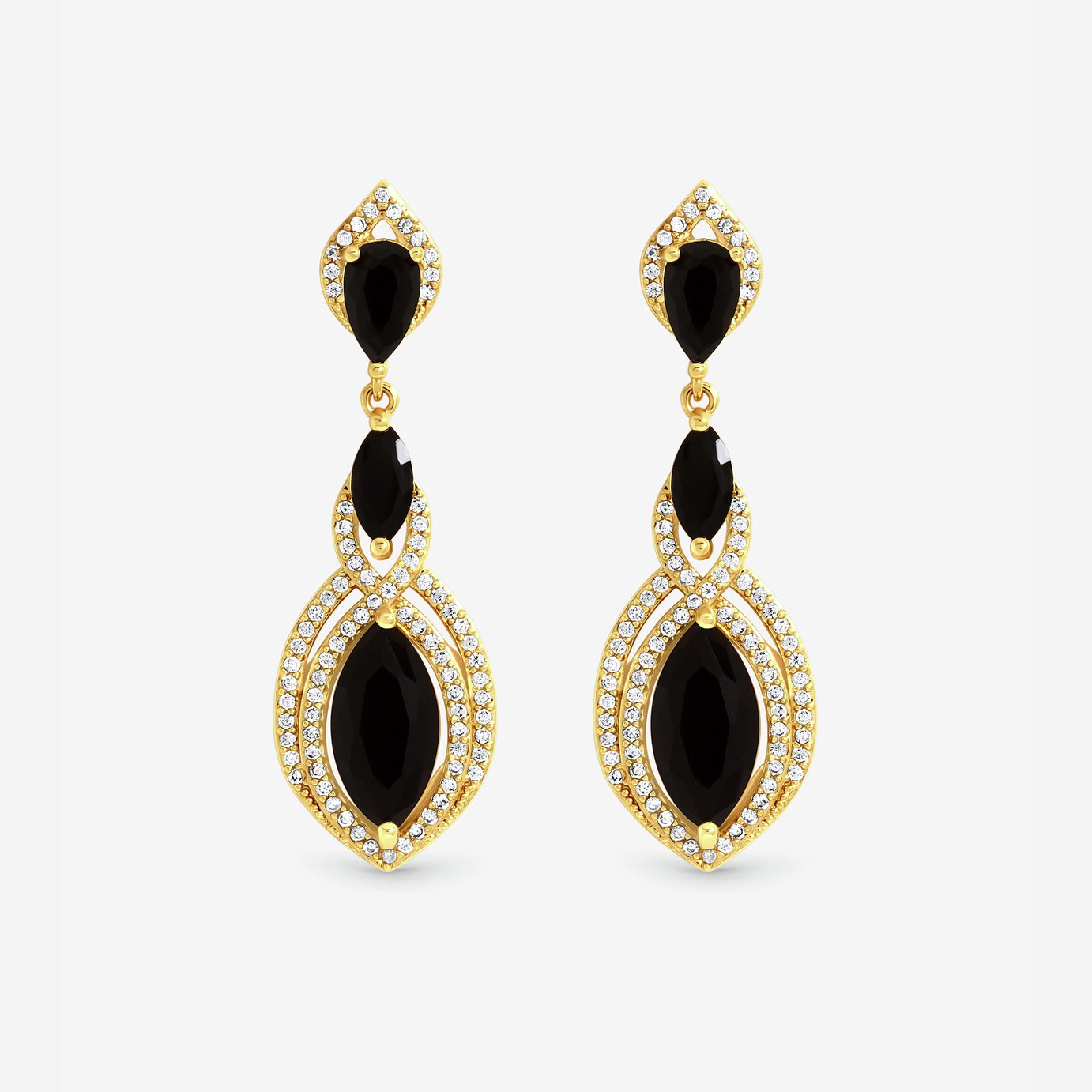 Jon Richard Gold Plated Jet Navette Drop Earrings