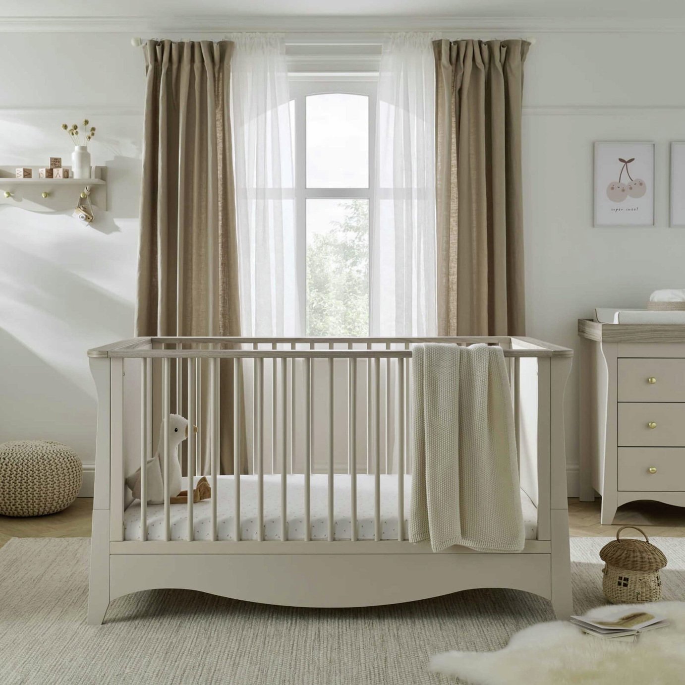 CuddleCo Clara Baby Cot Bed - Cashmere & Ash