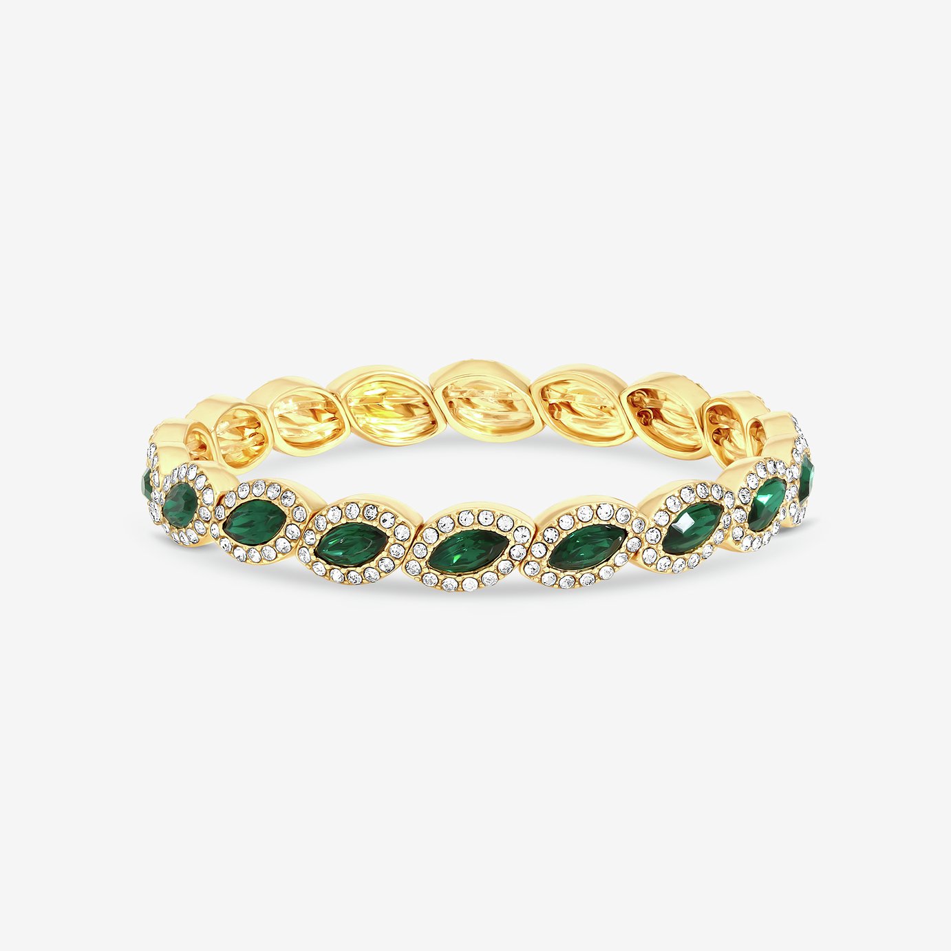 Jon Richard Gold Plated and Emerald Navette Stretch Bracelet