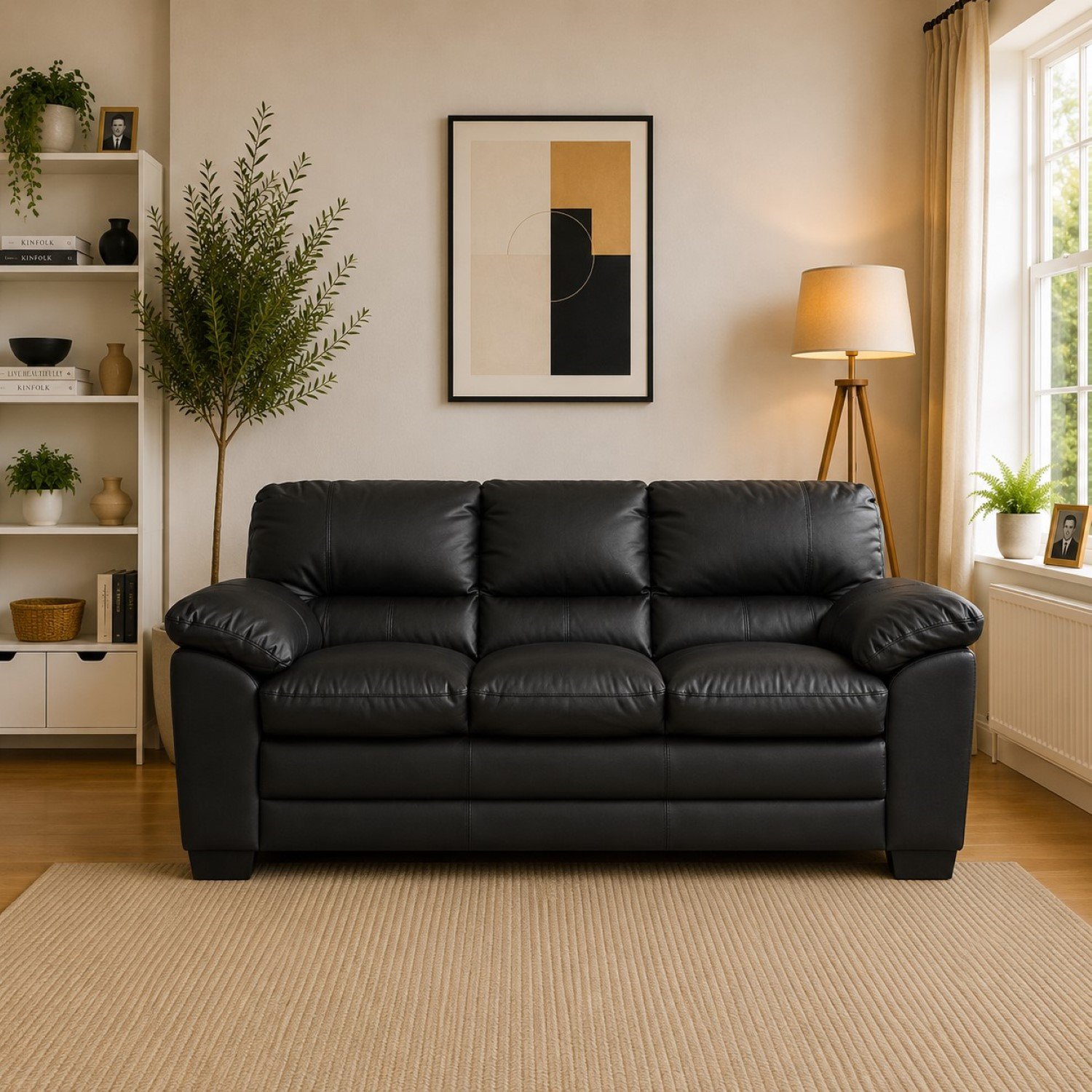 Artemis Home Genoa 3 Seat Sofa - Black