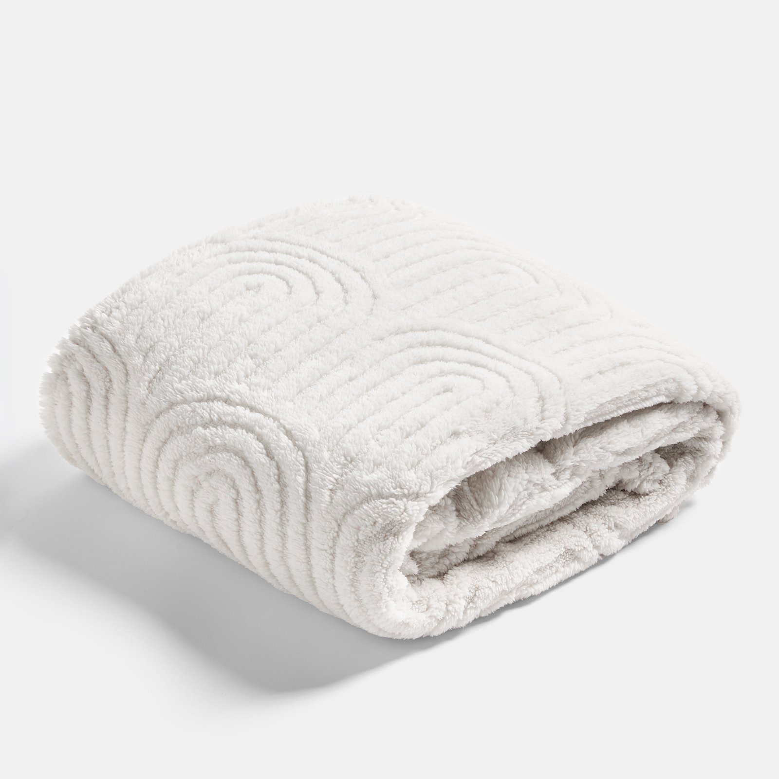OHS Tufted Teddy Arches Blanket Throw 125 x 150cm - Stone