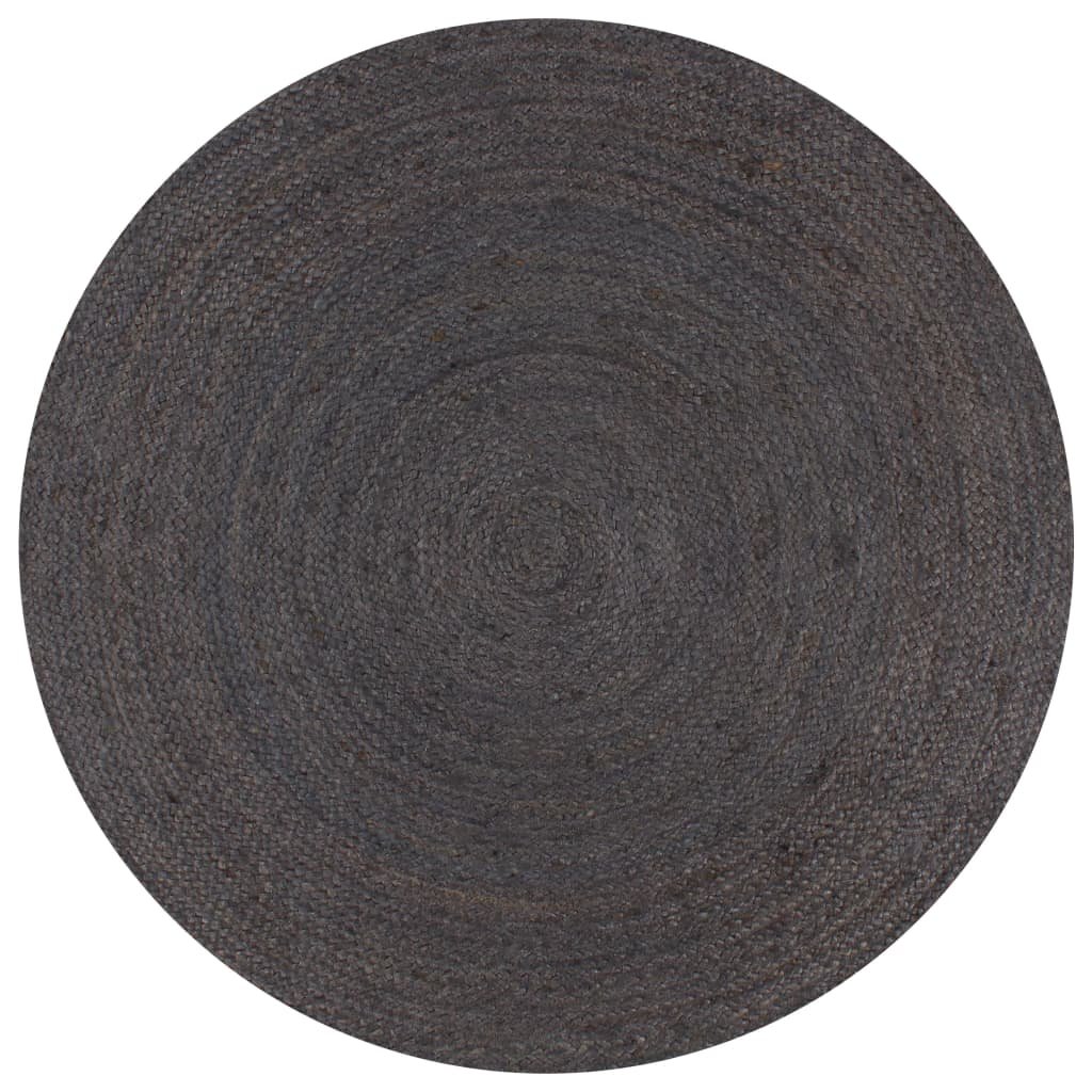 Walplus Jute Round Rug - Dark Grey - 150 cm
