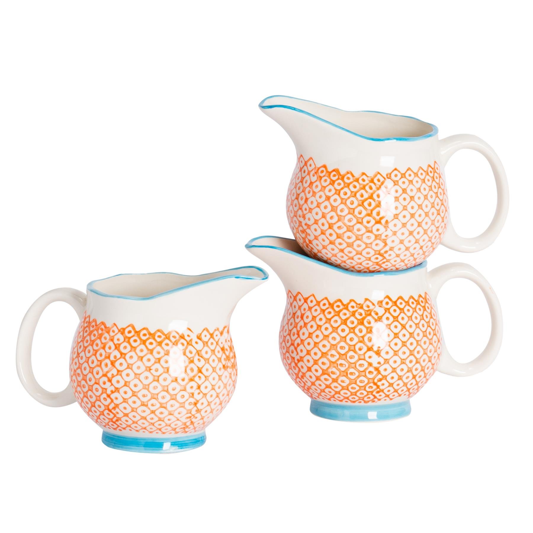 Nicola Spring Hand-Printed Milk Jugs - Orange - Pack of 6