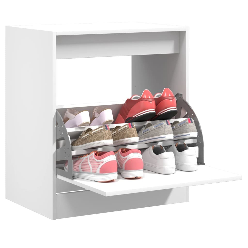 Walplus Engineered Wood Shoe Cabinet - White - 60 x 42 x 69 cm