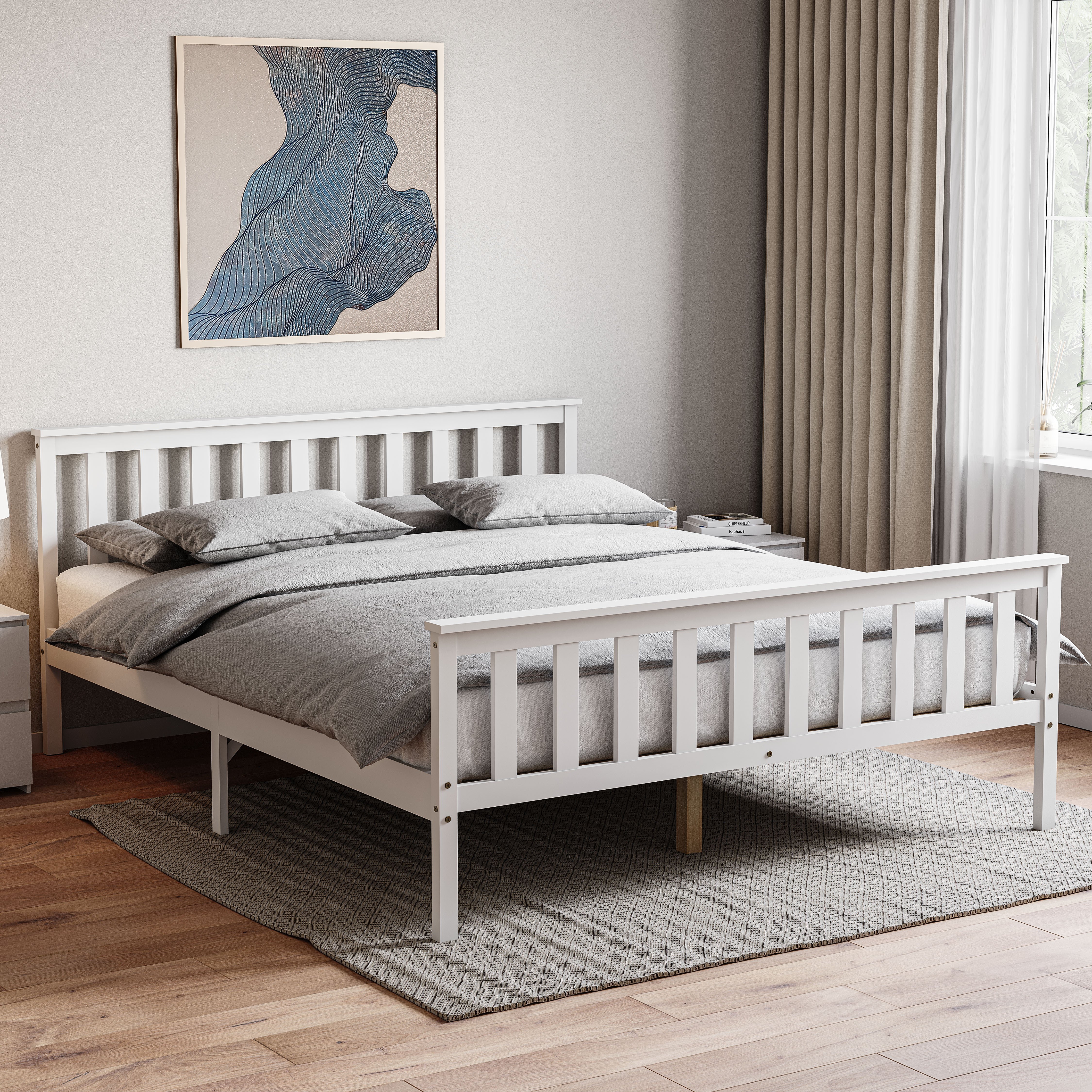 Vida Designs Milan King Size Wooden High Foot Bed - White