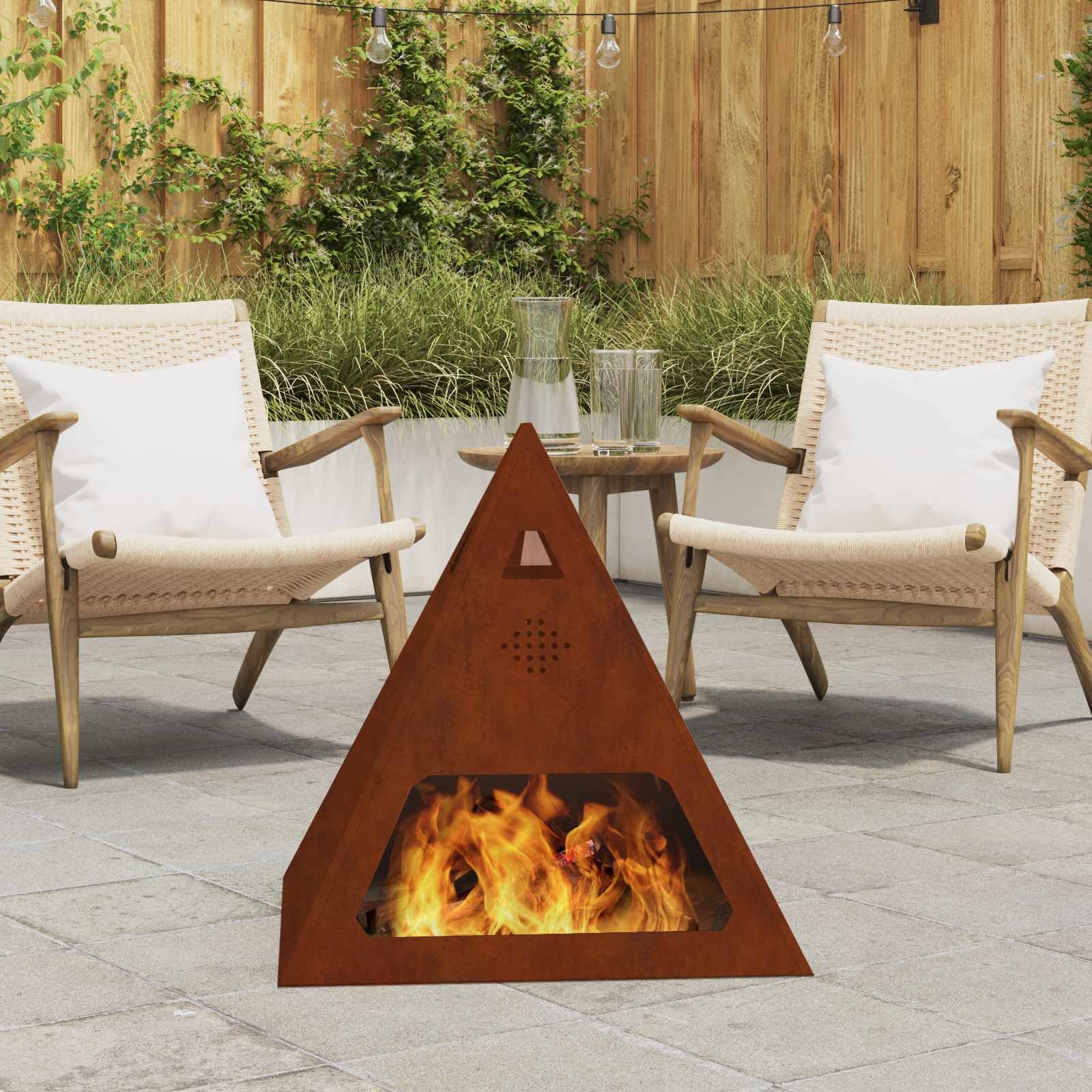Walplus Steel Fire Pit Weathering - Brown - 50 x 50 x 51 cm
