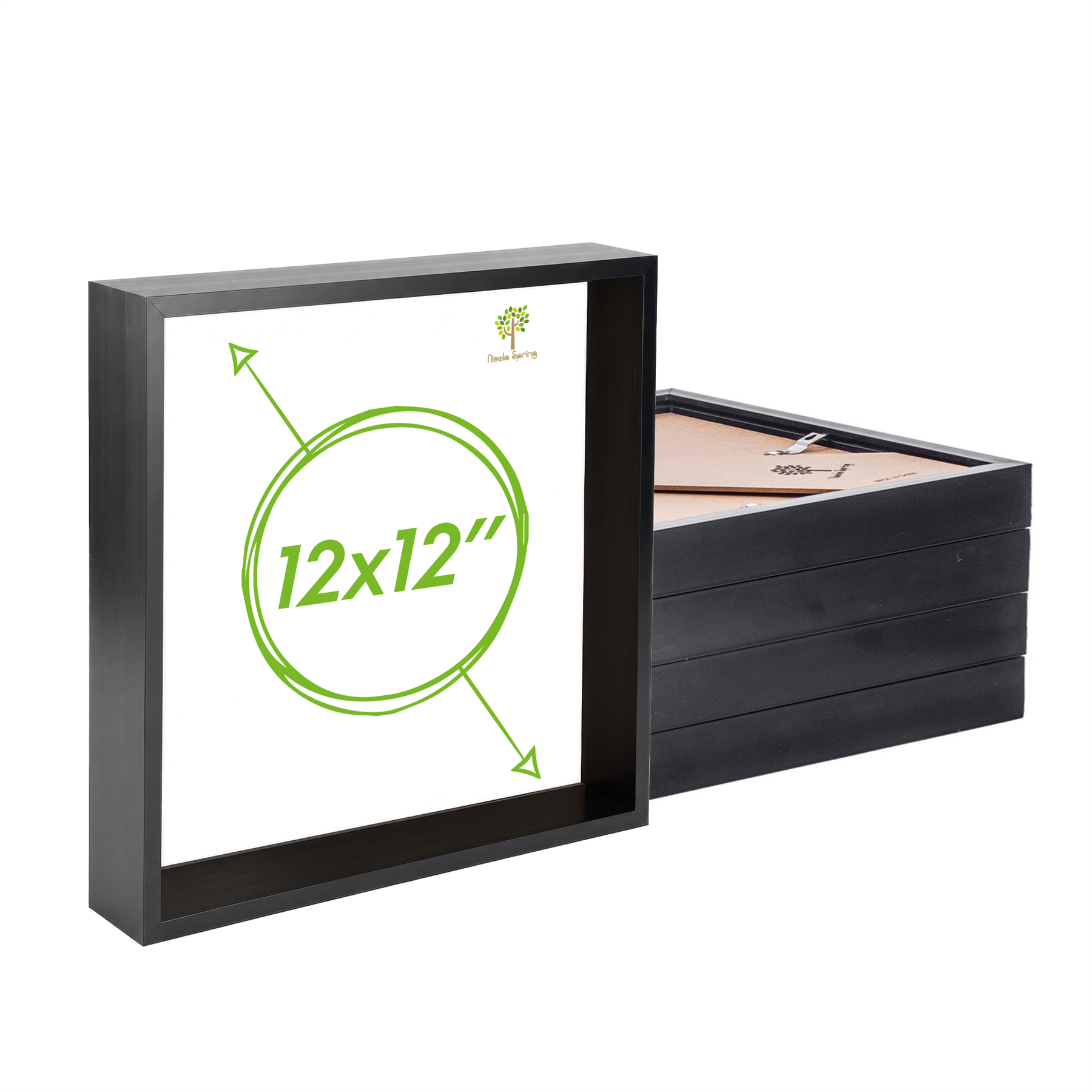 Nicola Spring 3D Deep Box Photo Frames 12 x 12" Set of 5 - Black