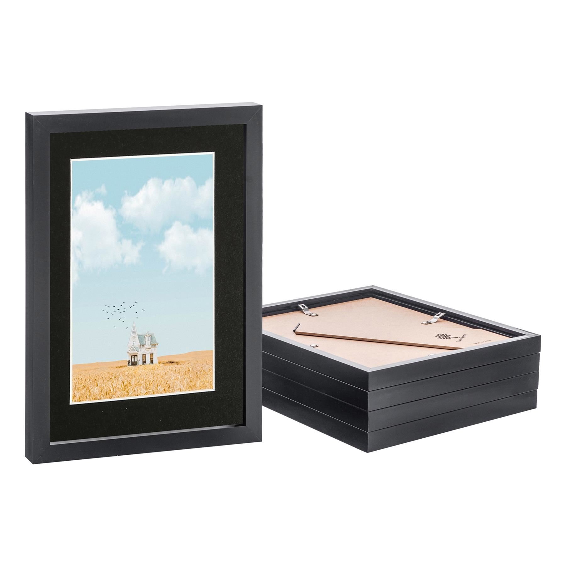 Nicola Spring A4 Photo Frame with A5 Black Mount Pack of 5 - Black