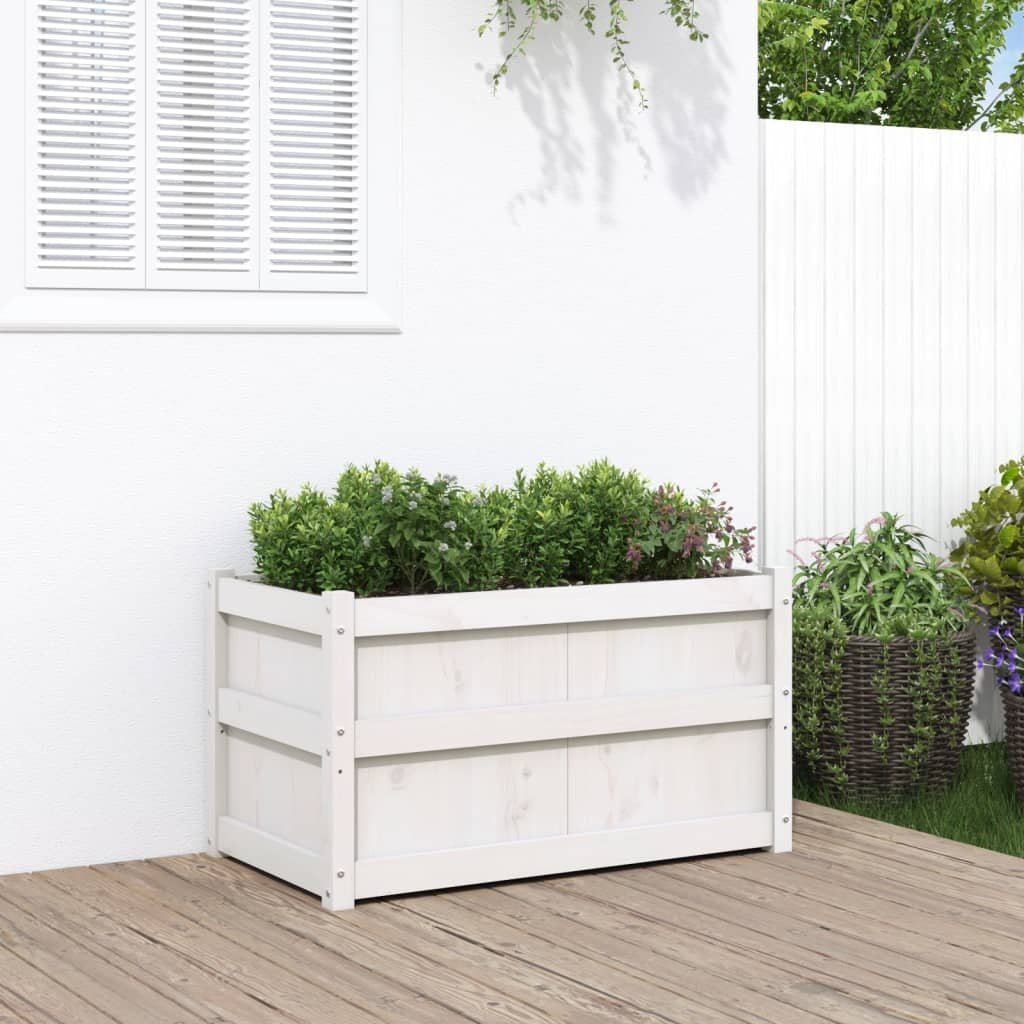 Walplus Wood Garden Planter - White - 90 x 50 x 50 cm