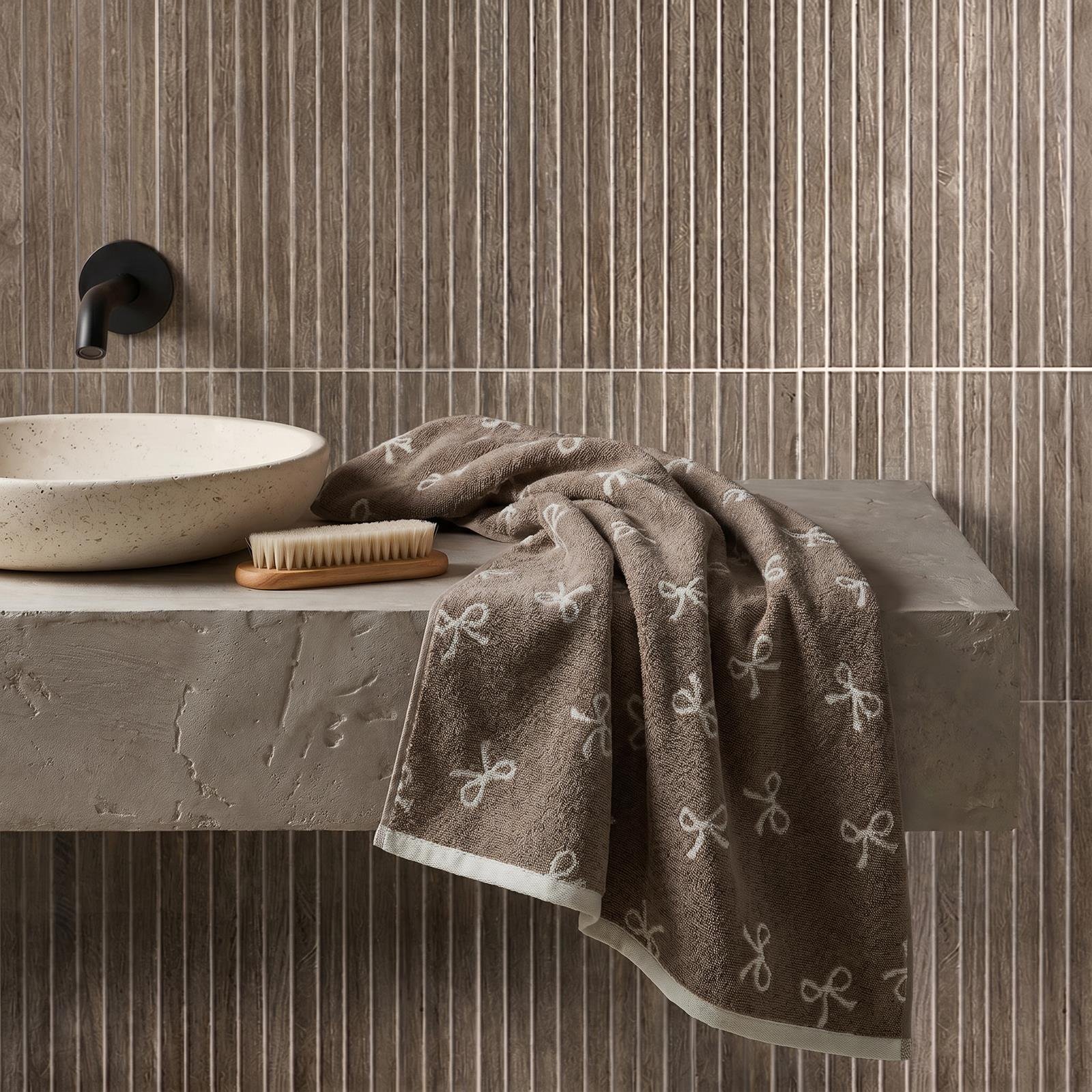 OHS Bows Pure Cotton Hand Towel - 50 x 80cm - Natural