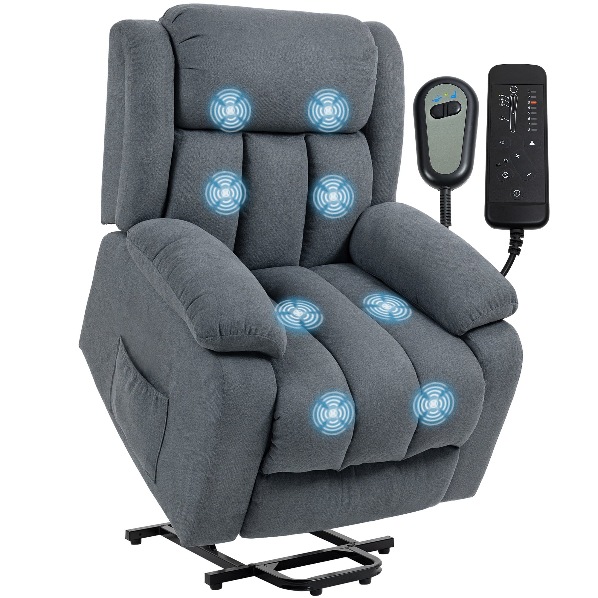 HOMCOM Massage Recliner Armchair with Deep Seat - Grey