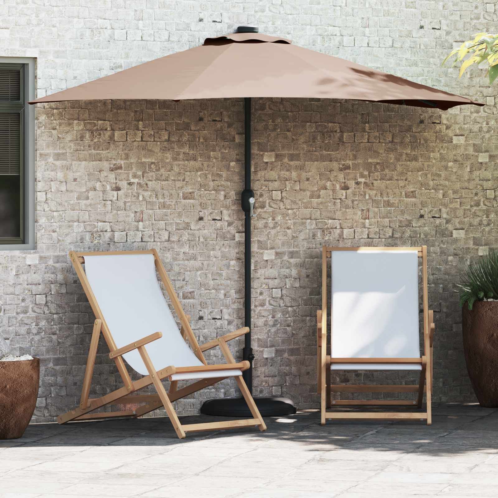 Walplus Polyester Garden Parasol - Taupe - 294 x 150 x 224 cm