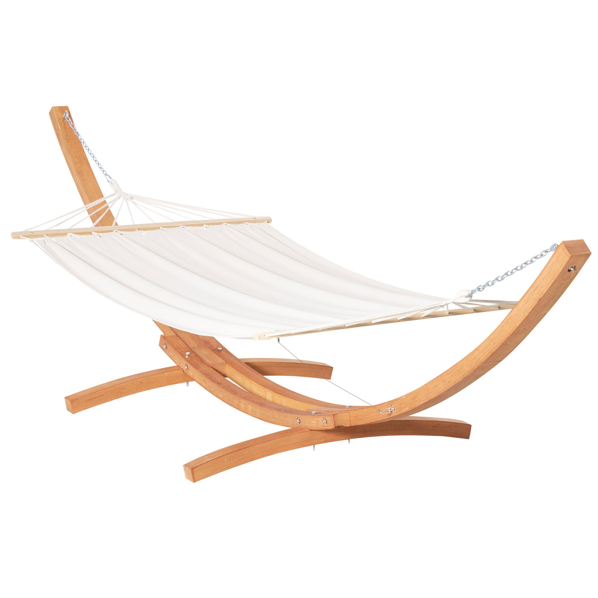 Outsunny Wooden Hammock with Stand - White