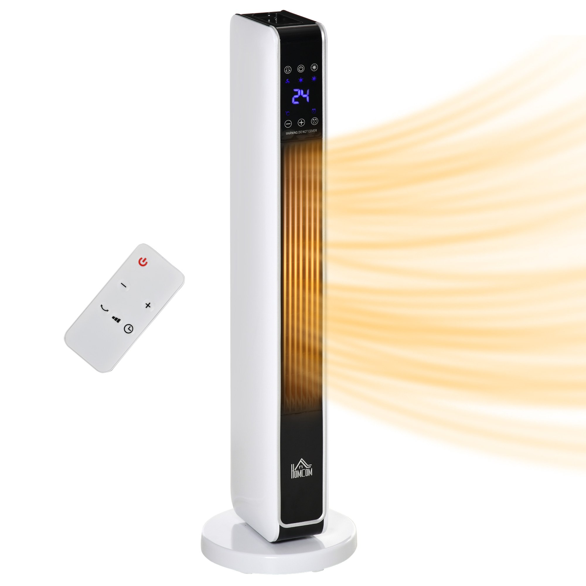 HOMCOM Electric Space Heater with Oscillation and Timer - White