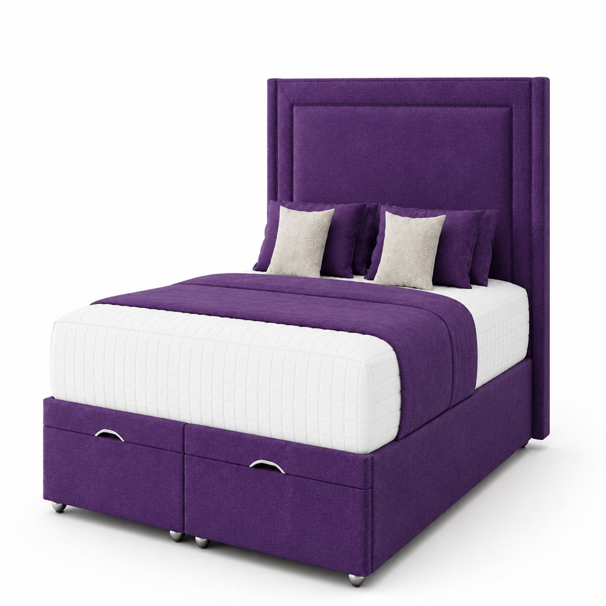 Comfy Deluxe Rio 4ft6 Double  End Lift Ottoman Bed Set - Purple