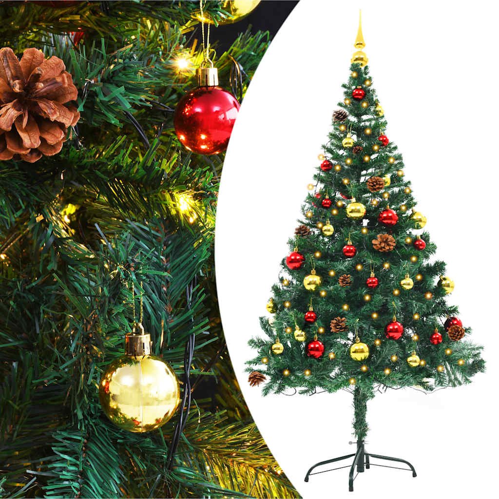Walplus 150 LED Lights Pre-lit Artificial Christmas Tree - Green - 150 cm