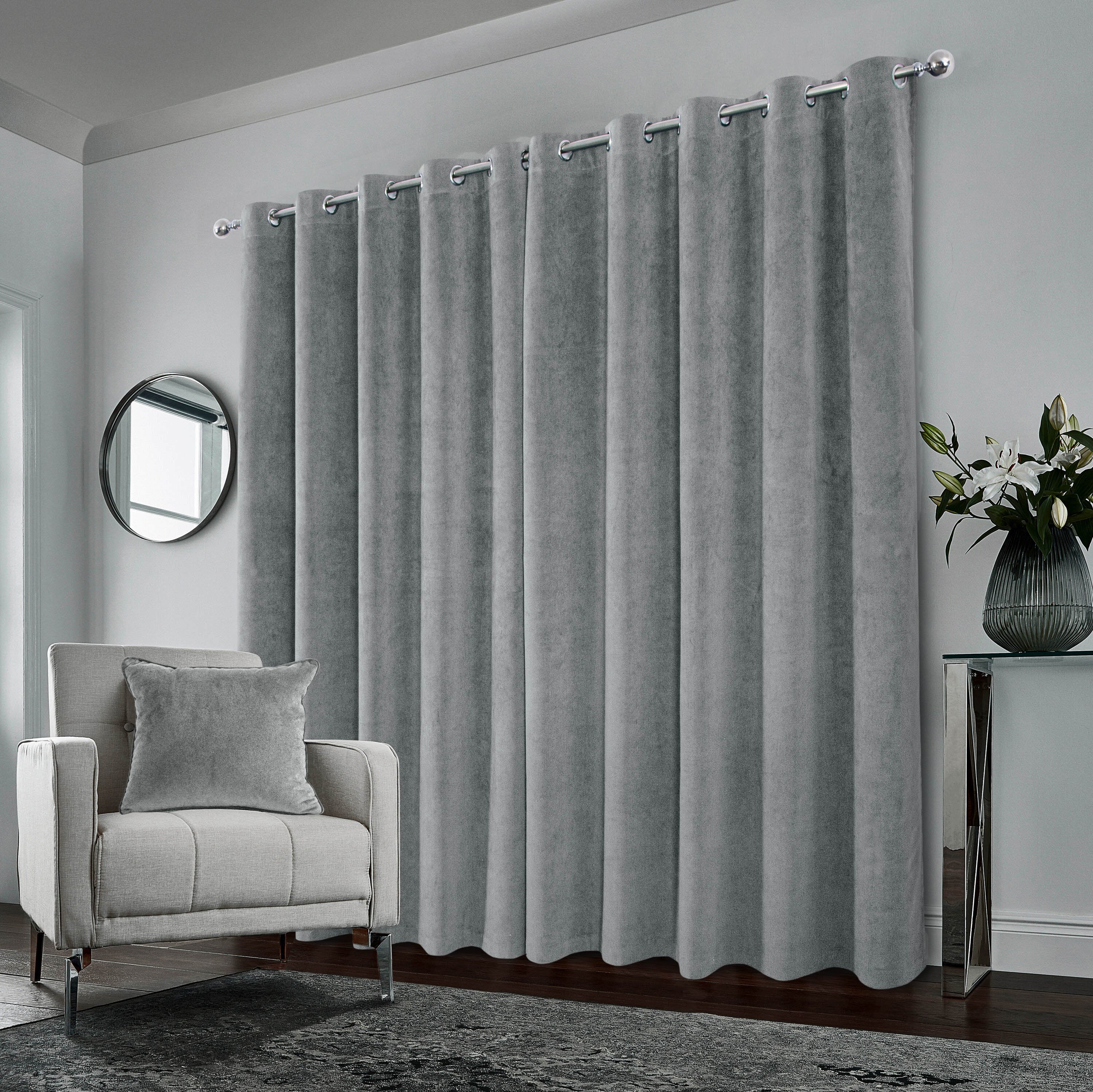 Enhanced Living Belgravia Velvet Blackout Thermal Curtains - 168 x 229cm - Grey