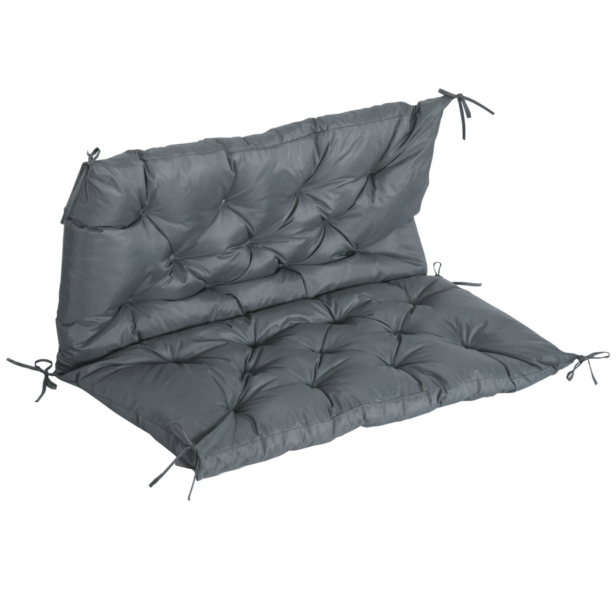 Outsunny Outdoor Chair Cushions with Ties Seater Pad - Dark Grey