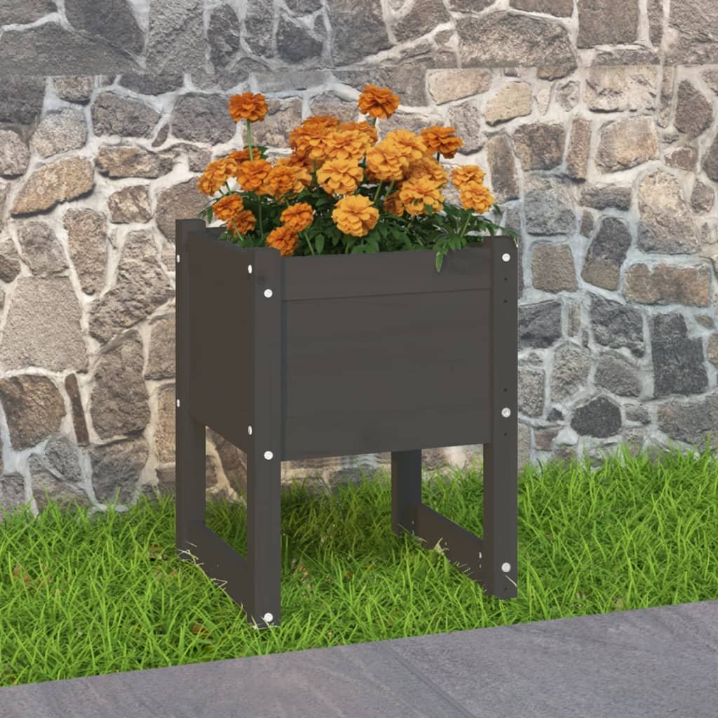 Walplus Wood Garden Planter - Grey - 40 x 40 x 52.5 cm