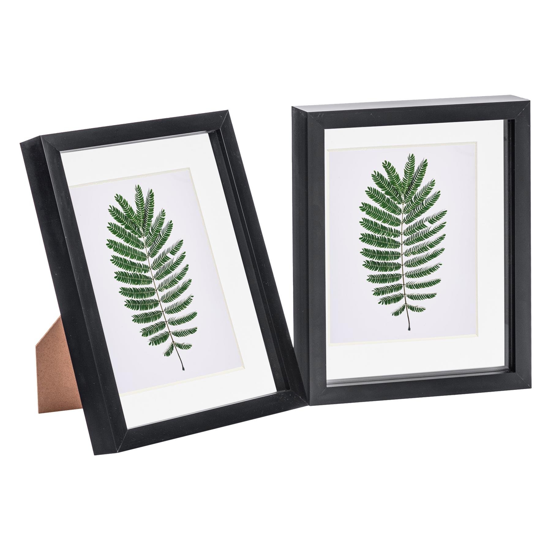 Nicola Spring 3D Box Photo Frames - 8 x 10" with Mount - Set of 2 - Black