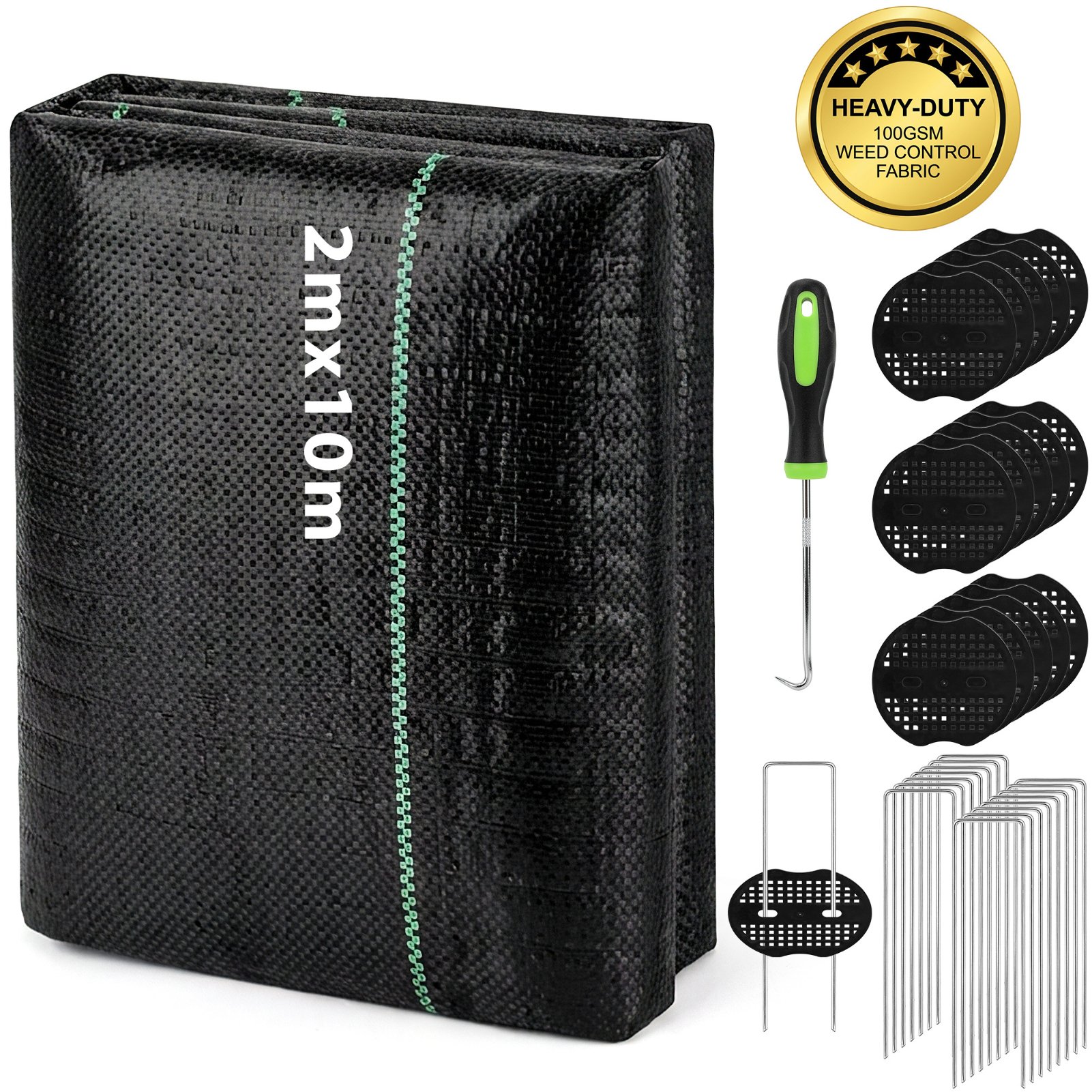 deAO Heavy Duty Control Fabric 100 GSM With Ground Pegs - Black