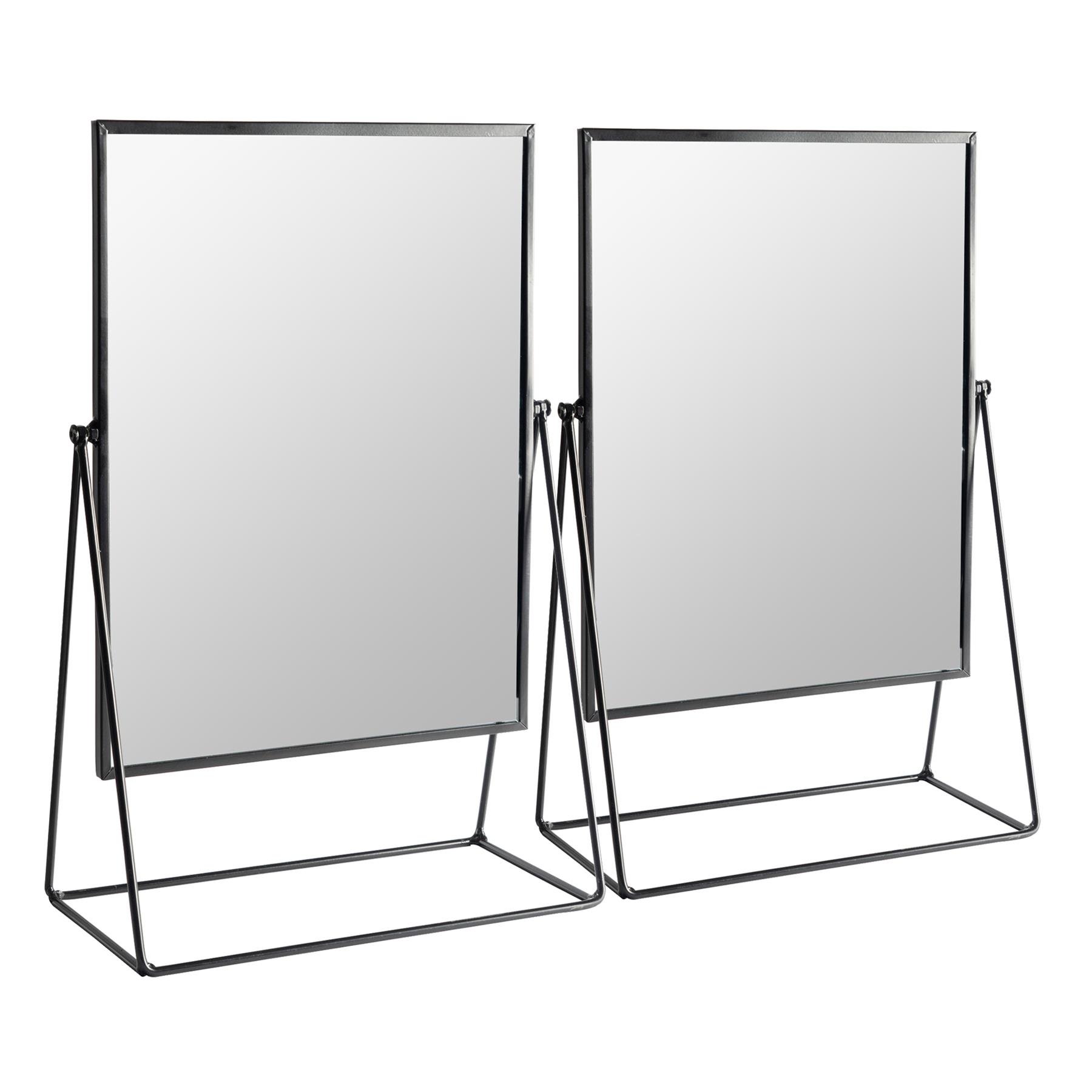 Harbour Housewares Rectangle Makeup Mirrors - Black - Pack of 2 - 22 x 39cm