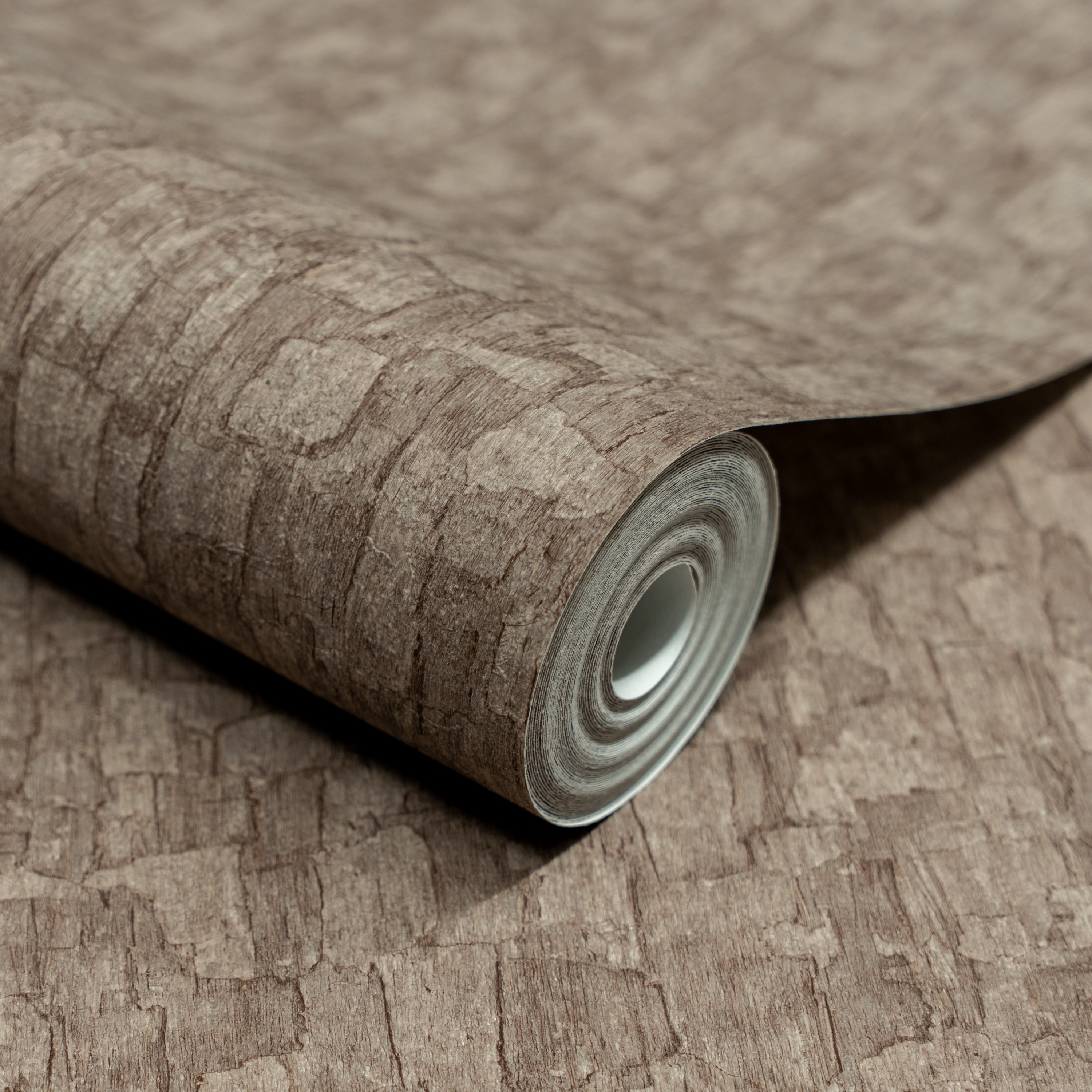 Grandeco Boutique Azobe Cork Effect Embossed Wallpaper - Deep Taupe